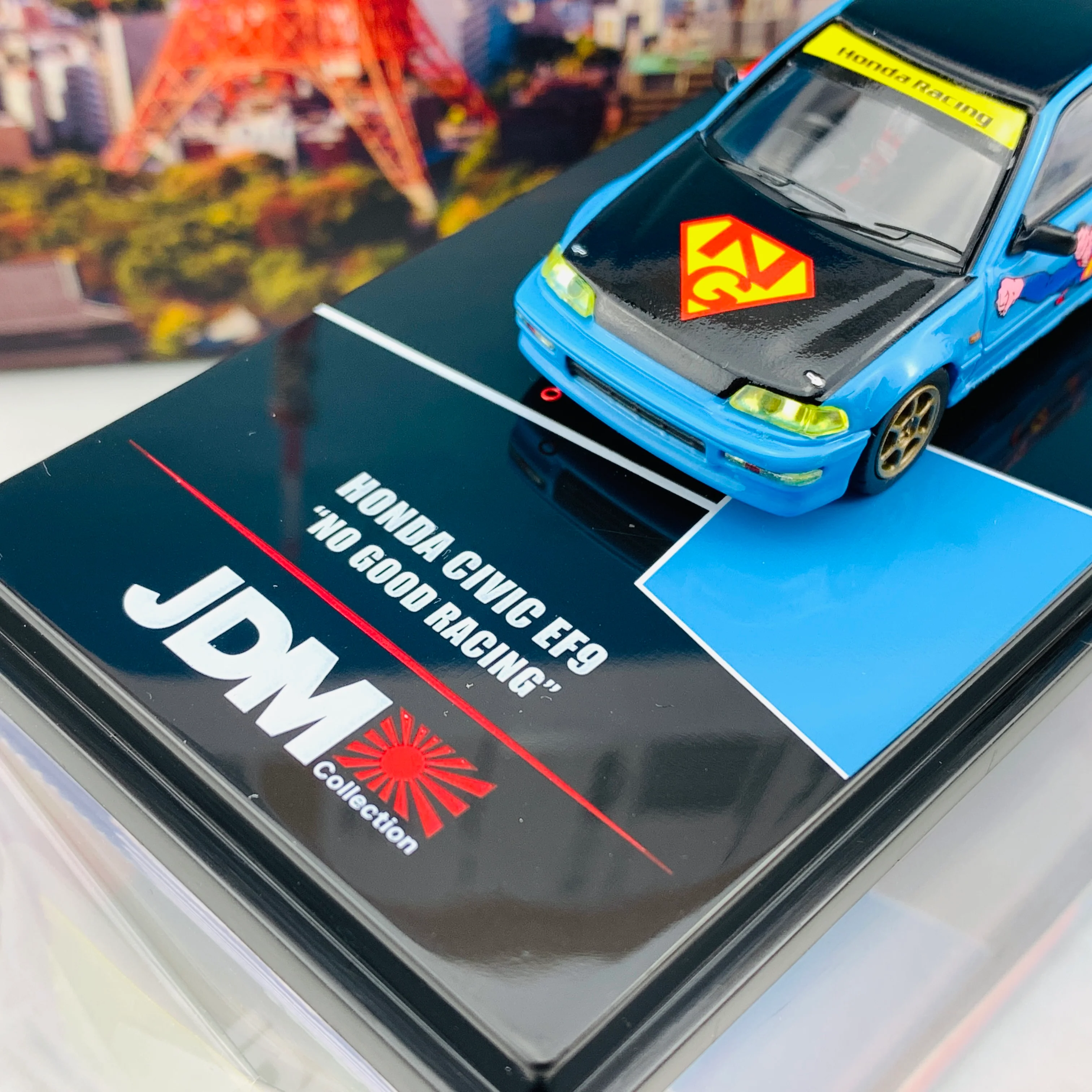 INNO64 1/64 JDM COLLECTION HONDA CIVIC EF9 "NO GOOD RACING - Superman" IN64-EF9-JDM08 - Image 3