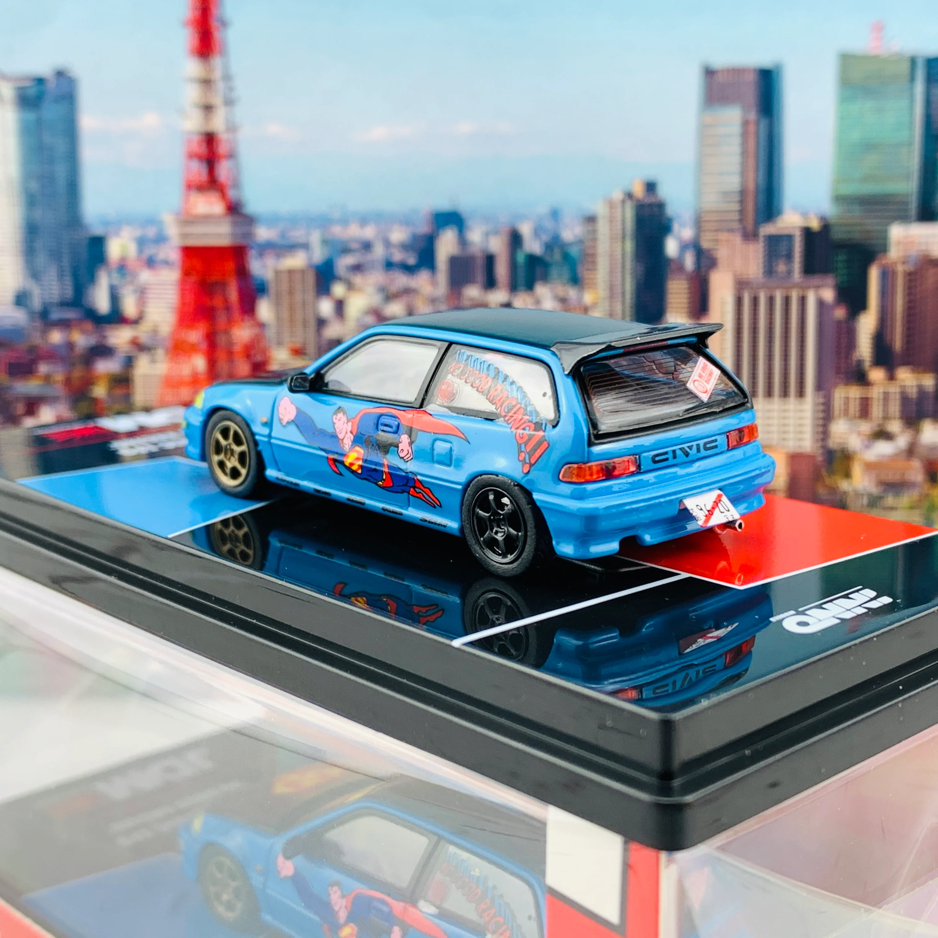 INNO64 1/64 JDM COLLECTION HONDA CIVIC EF9 "NO GOOD RACING - Superman" IN64-EF9-JDM08 - Image 4
