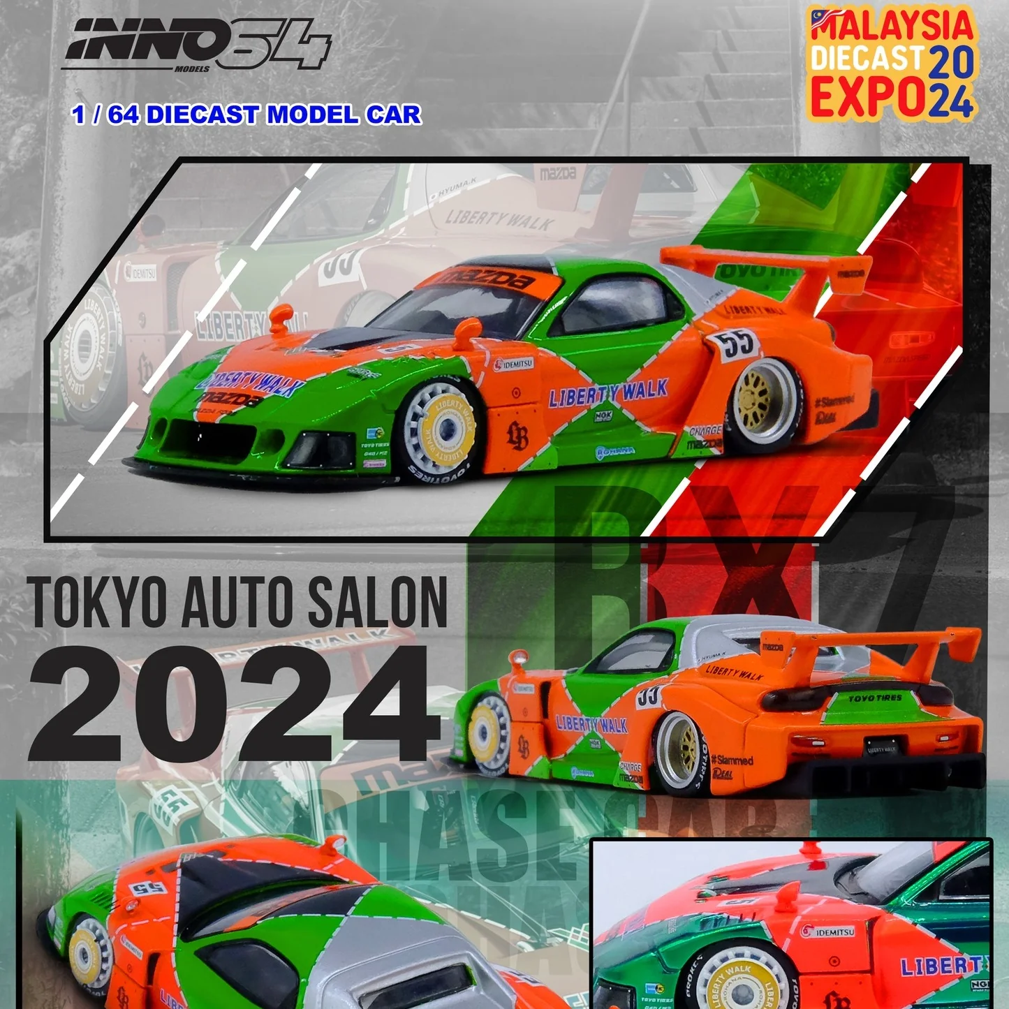 INNO64 1/64 LB-WORKS Silhouette RX7 (FD3S) - MDX24 Special Edition IN64-LBWK-RX7-04 - Image 2