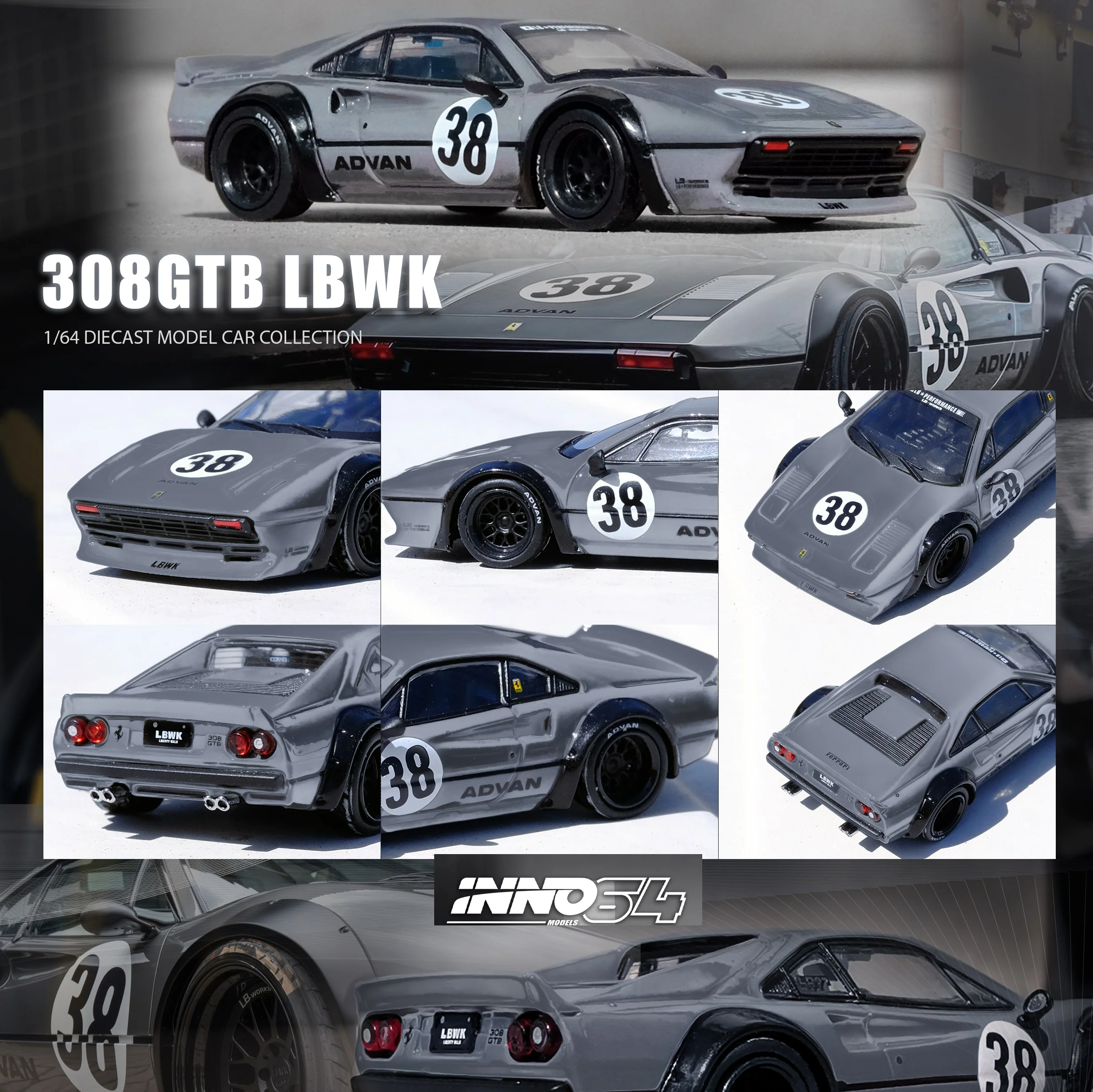 INNO64 1/64 LBWK 308 GTB Grey IN64-LBWK308-GREY - Image 3