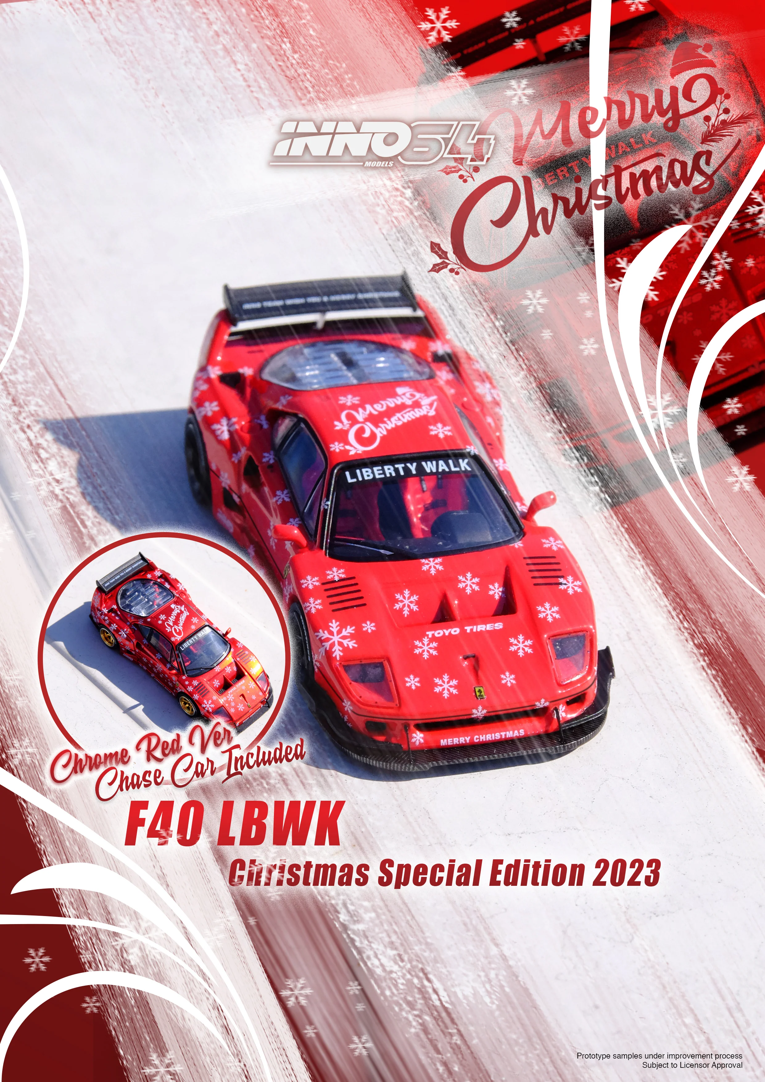 INNO64 1/64 LBWK F40 XMAS 2023 Special Edition (Chase Car Randomly Packed) IN64-LBWKF40-XMAS23 - Image 4
