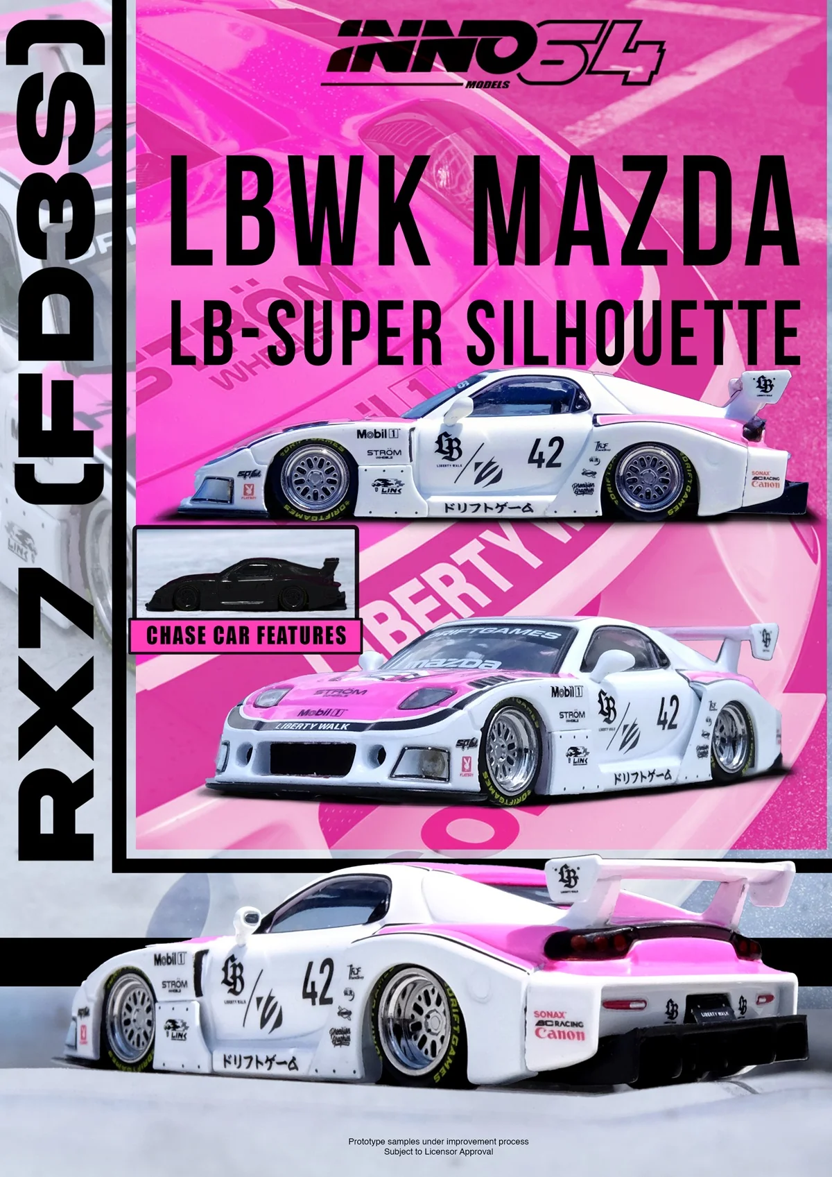 PREORDER INNO64 1/64 MAZDA RX7 (FD3S) LB-SUPER SILHOUETTE "DRIFT GAMES 2025" IN64-LBWK-RX7-08 **Chase cars are randomly packed** (Approx. Release Date : Q2 2026 subject to the manufacturer's final decision) - Image 2