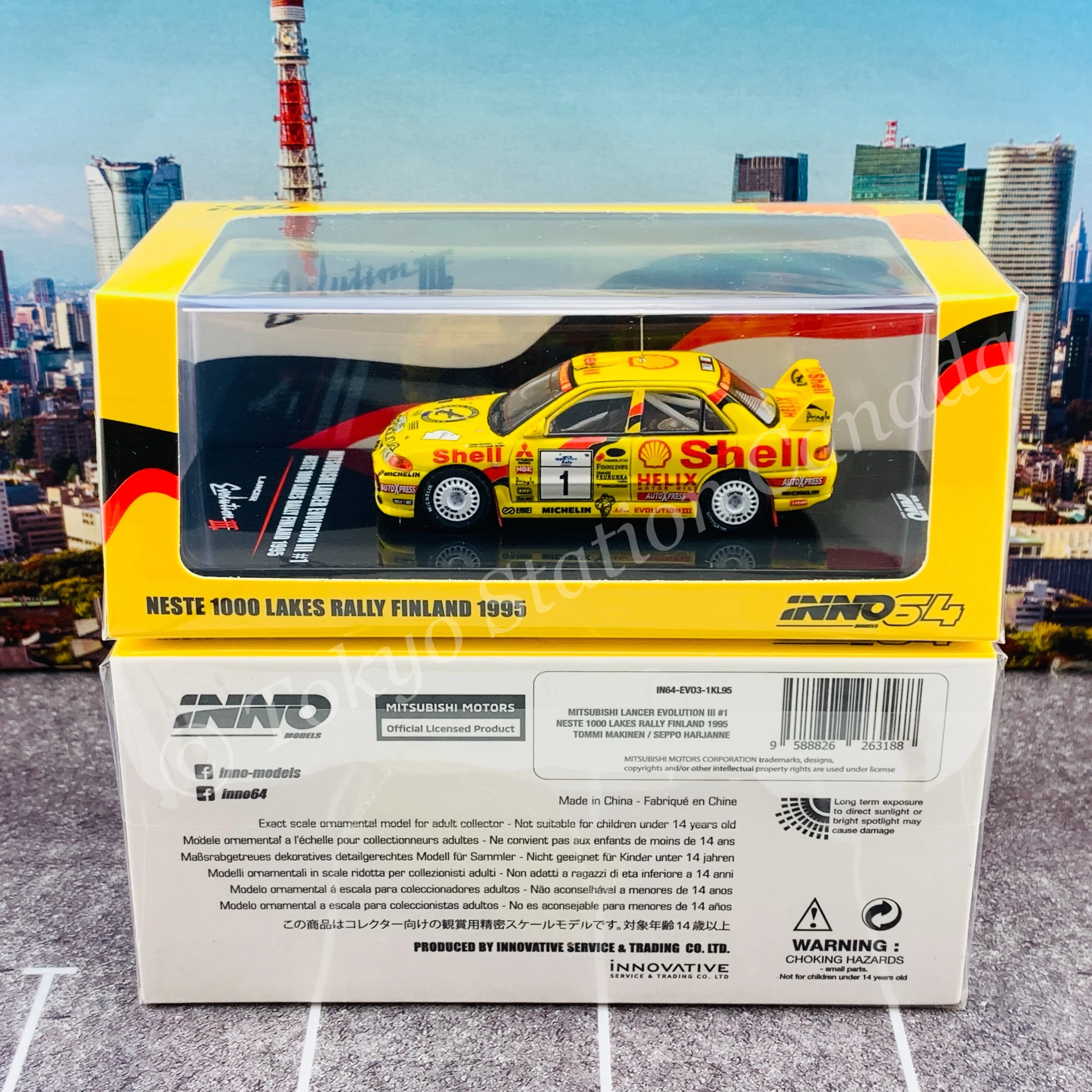 INNO64 1/64 MITSUBISHI LANCER EVOLUTION III #1  Neste 1000 Lakes Rally Finland 1995 Tommi Makinen / Seppo Harjanne IN64-EVO3-1KL95 - Image 6