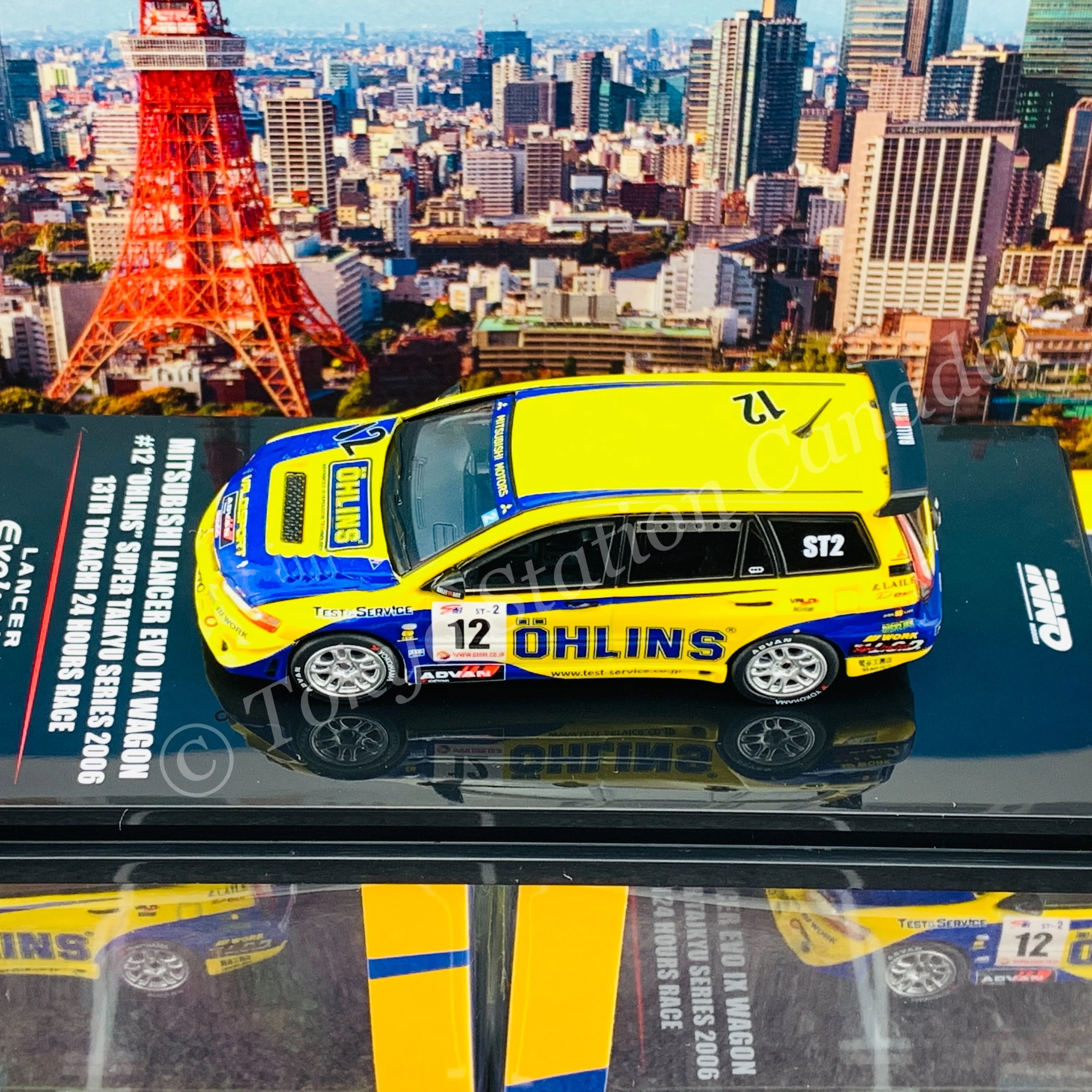 INNO64 1/64 MITSUBISHI LANCER EVOLUTION IX Wagon #12 "OHLINS"  Super Taikyu Series 2006 13th TOKACHI 24hours Race IN64-EVO9W-OHL - Image 4