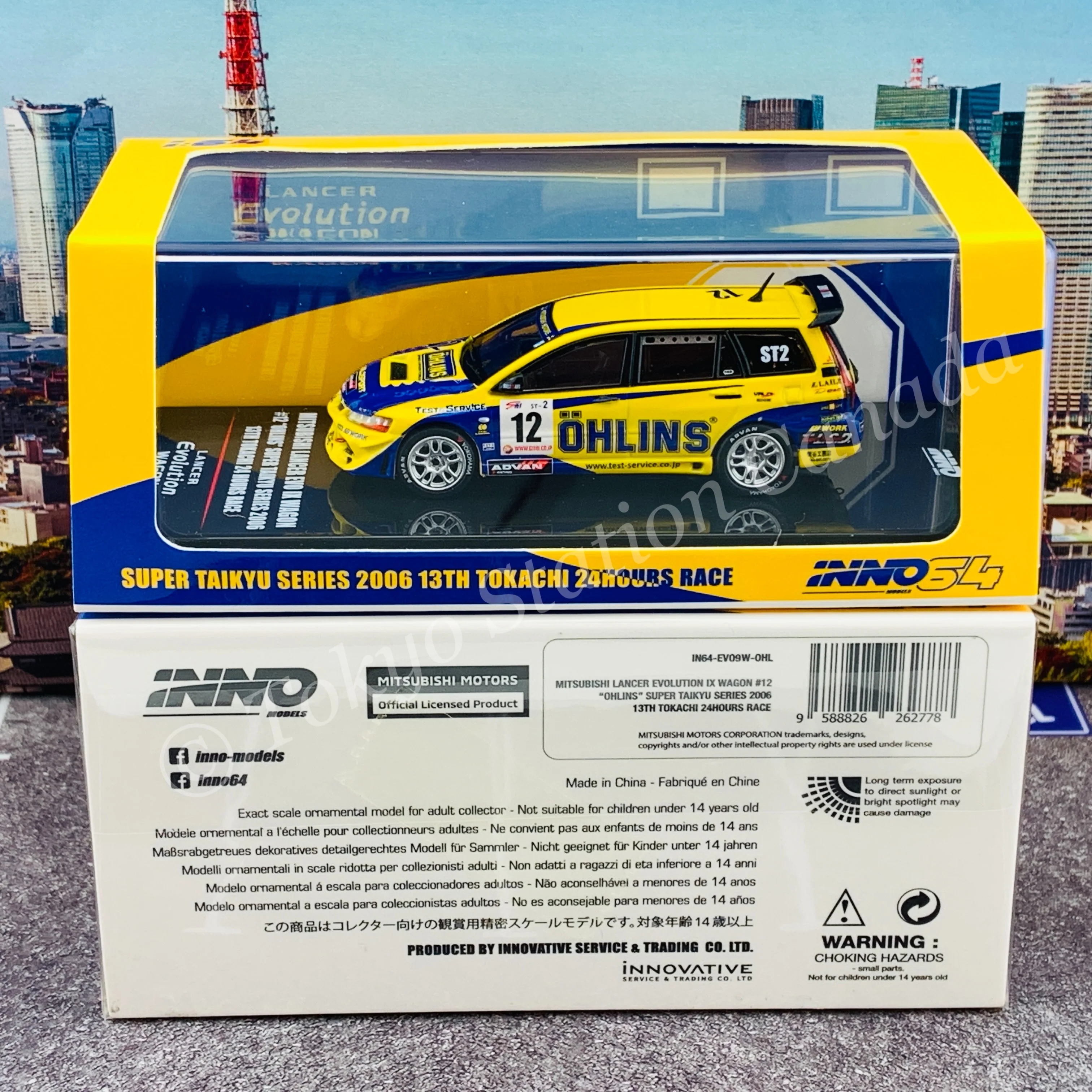 INNO64 1/64 MITSUBISHI LANCER EVOLUTION IX Wagon #12 "OHLINS"  Super Taikyu Series 2006 13th TOKACHI 24hours Race IN64-EVO9W-OHL - Image 6