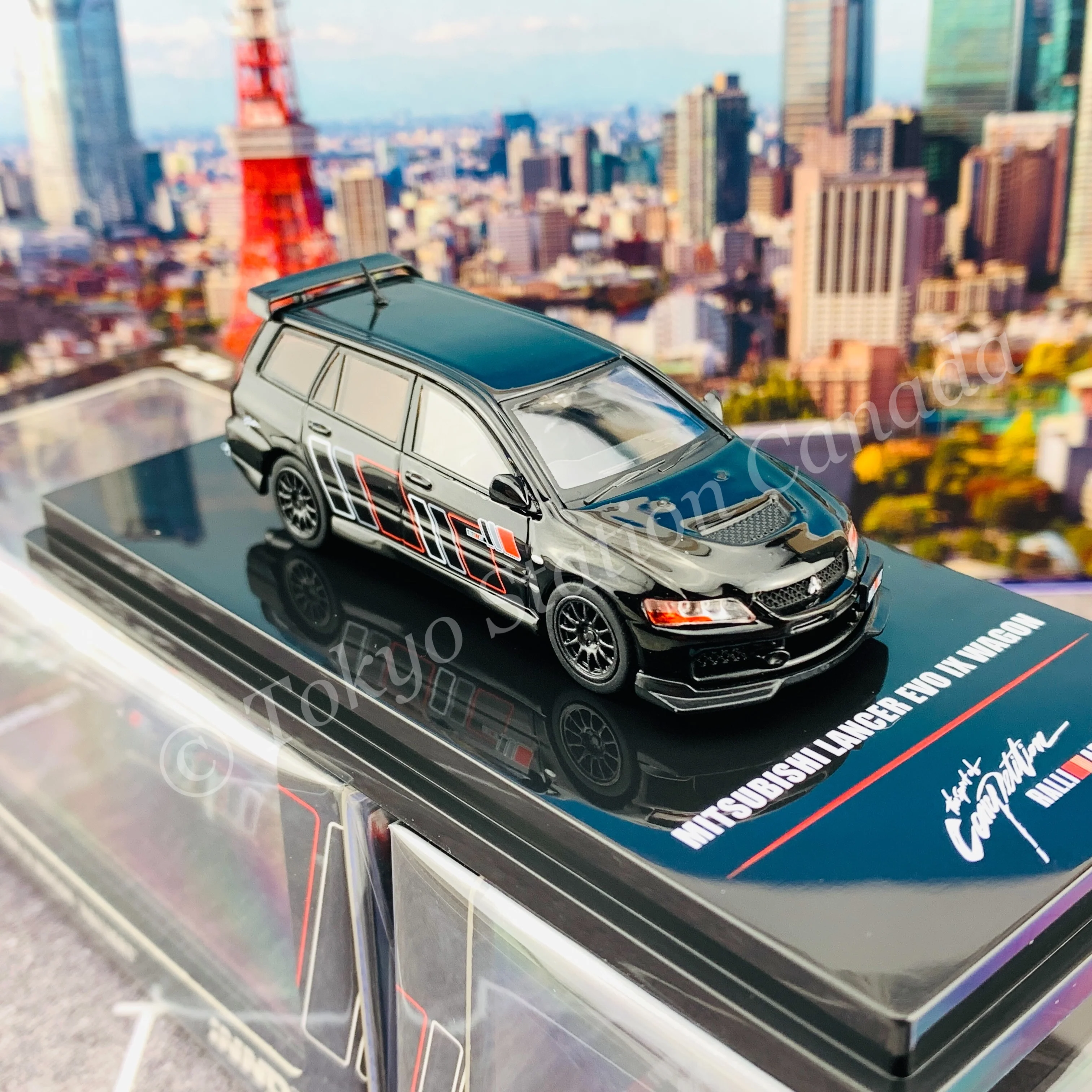 INNO64 1/64 MITSUBISHI LANCER EVOLUTION IX WAGON 2005 RALLIART Black IN64-EVO9W-RABL - Image 5