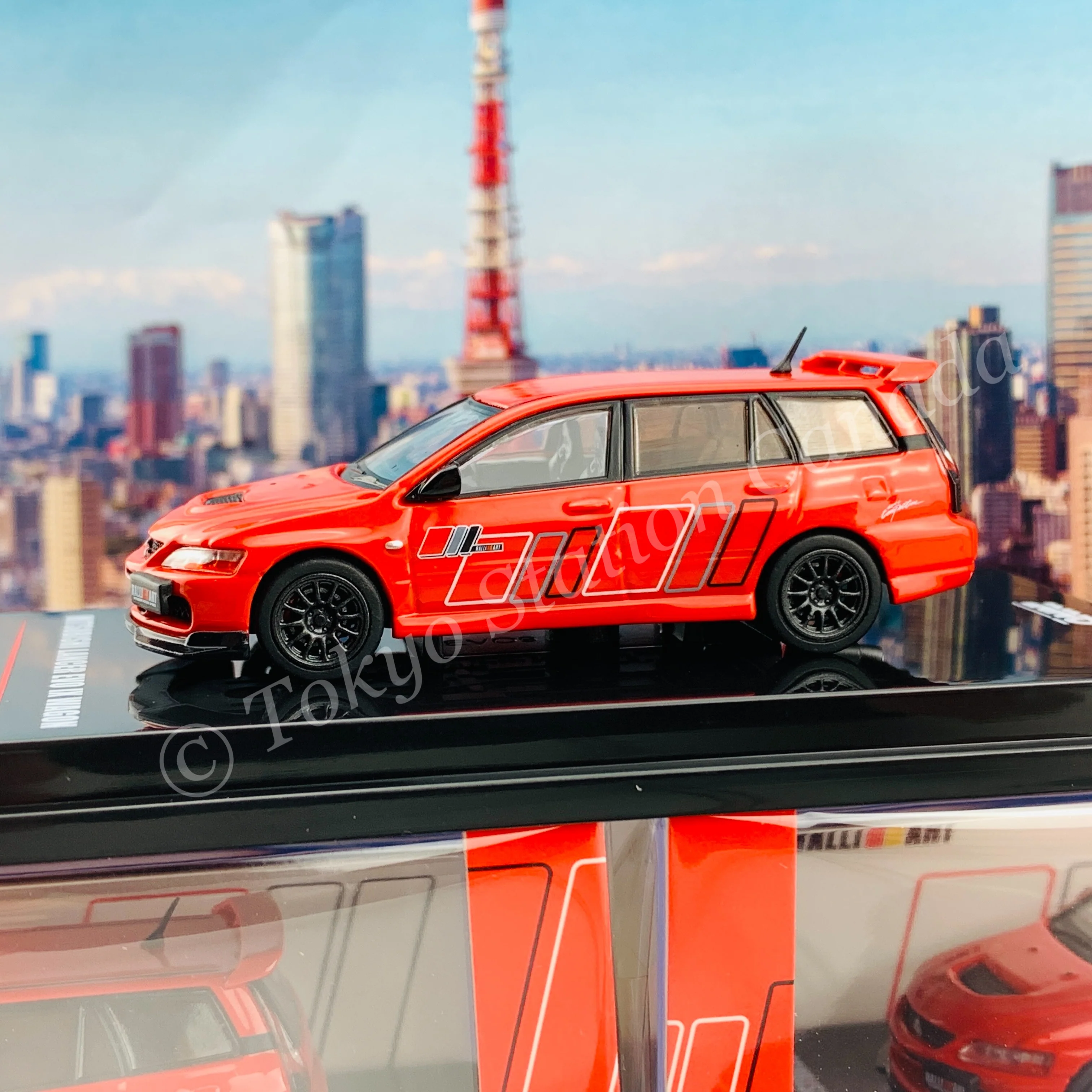INNO64 1/64 MITSUBISHI LANCER EVOLUTION IX WAGON 2005 RALLIART Red IN64-EVO9W-RARE - Image 3