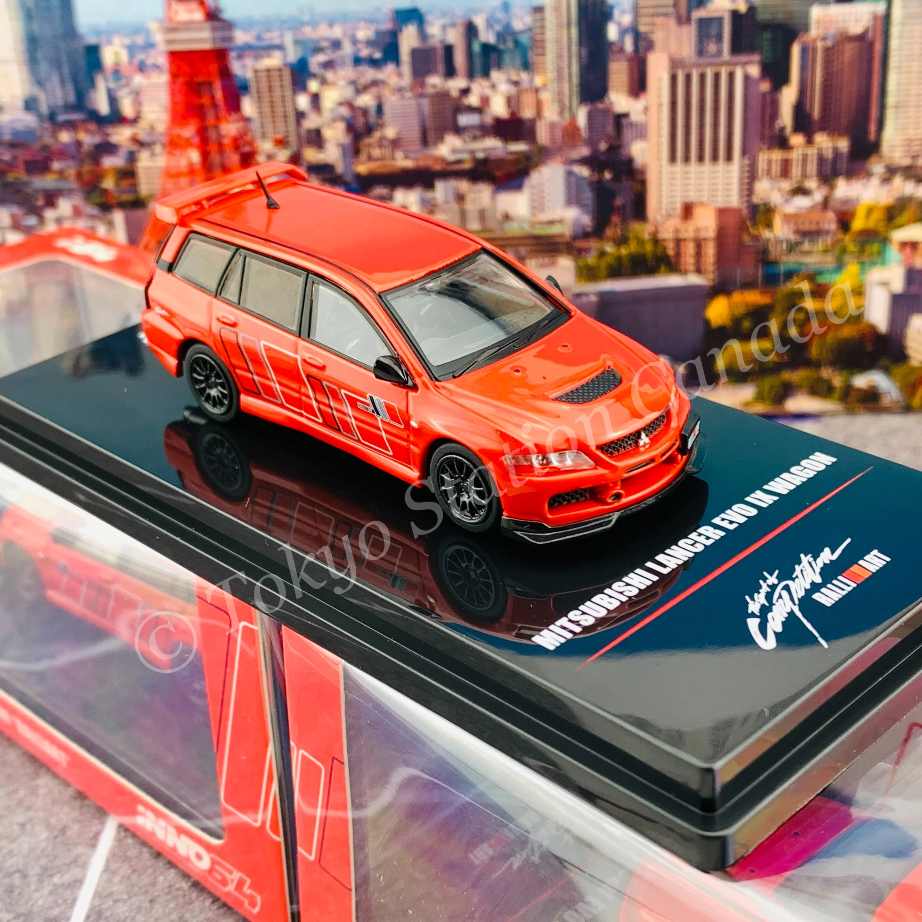 INNO64 1/64 MITSUBISHI LANCER EVOLUTION IX WAGON 2005 RALLIART Red IN64-EVO9W-RARE - Image 5