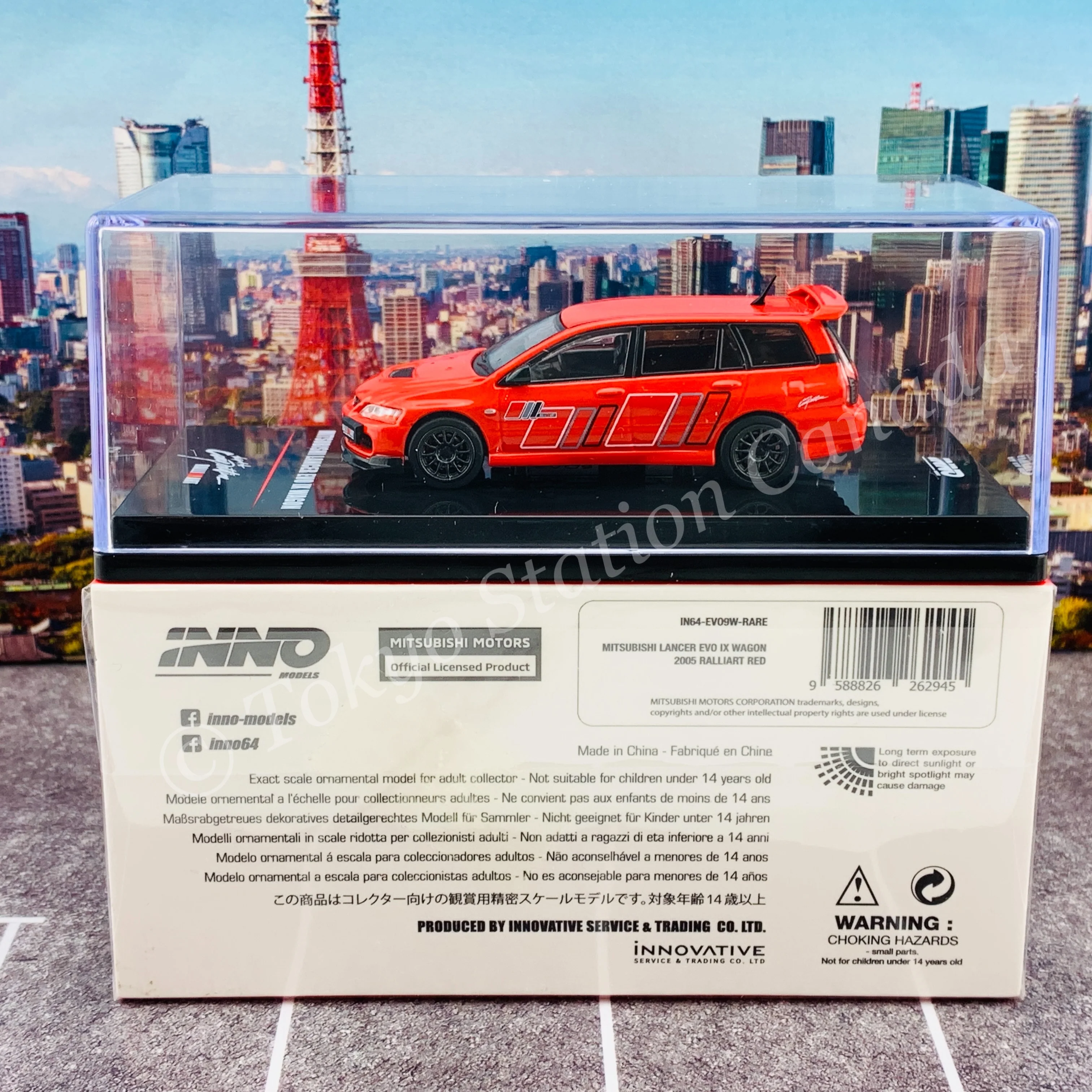 INNO64 1/64 MITSUBISHI LANCER EVOLUTION IX WAGON 2005 RALLIART Red IN64-EVO9W-RARE - Image 6