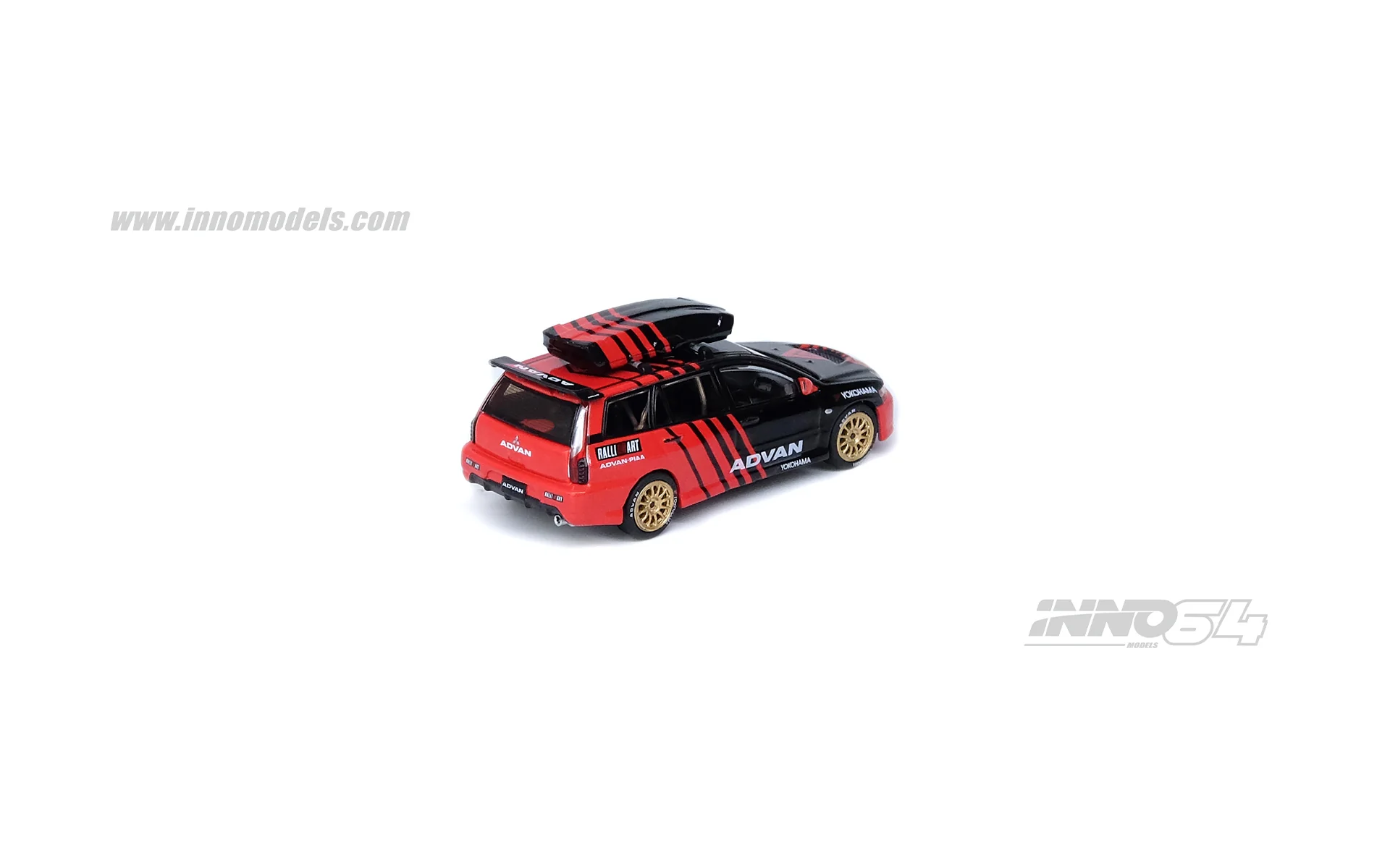 INNO64 1/64 MITSUBISHI LANCER EVOLUTION IX Wagon "ADVAN" Livery With Race Car Interior and Roof Cargo Box IN64-EVO9W-ADRB - Image 3
