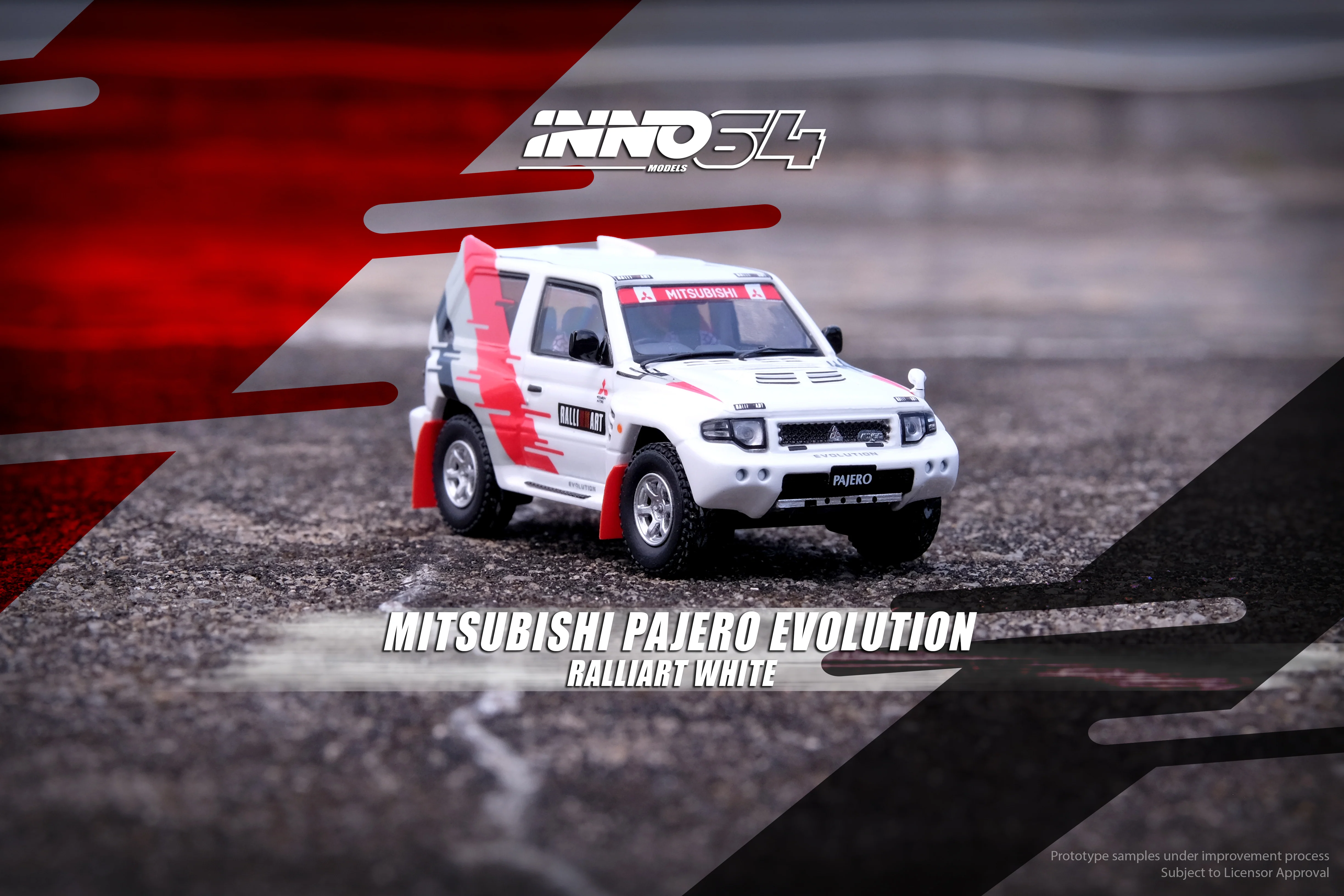 INNO64 1/64 MITSUBISHI PAJERO EVOLUTION "RALLIART" White IN64-EVOP-RAWHI - Image 2