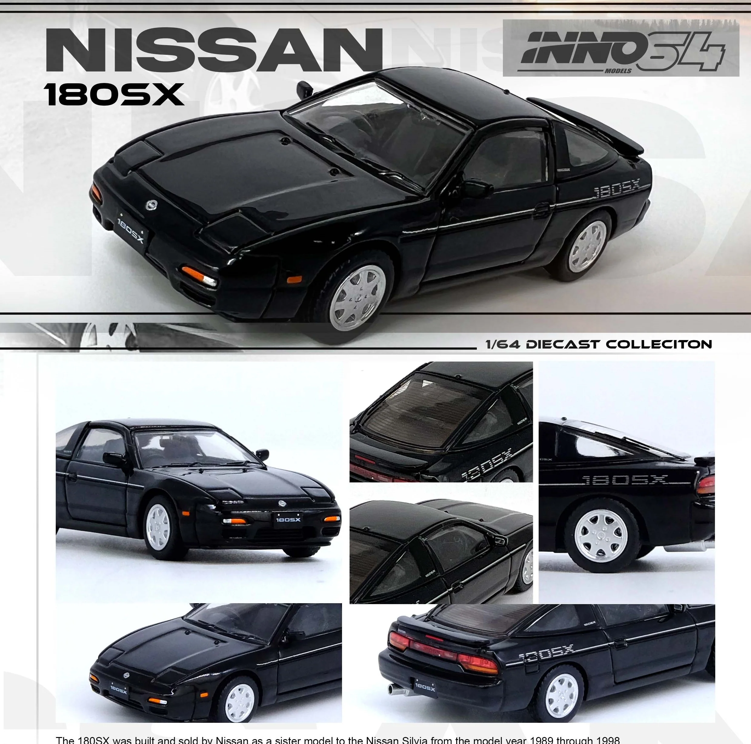 INNO64 1/64 NISSAN 180SX Black IN64-180SX-BLA - Image 2