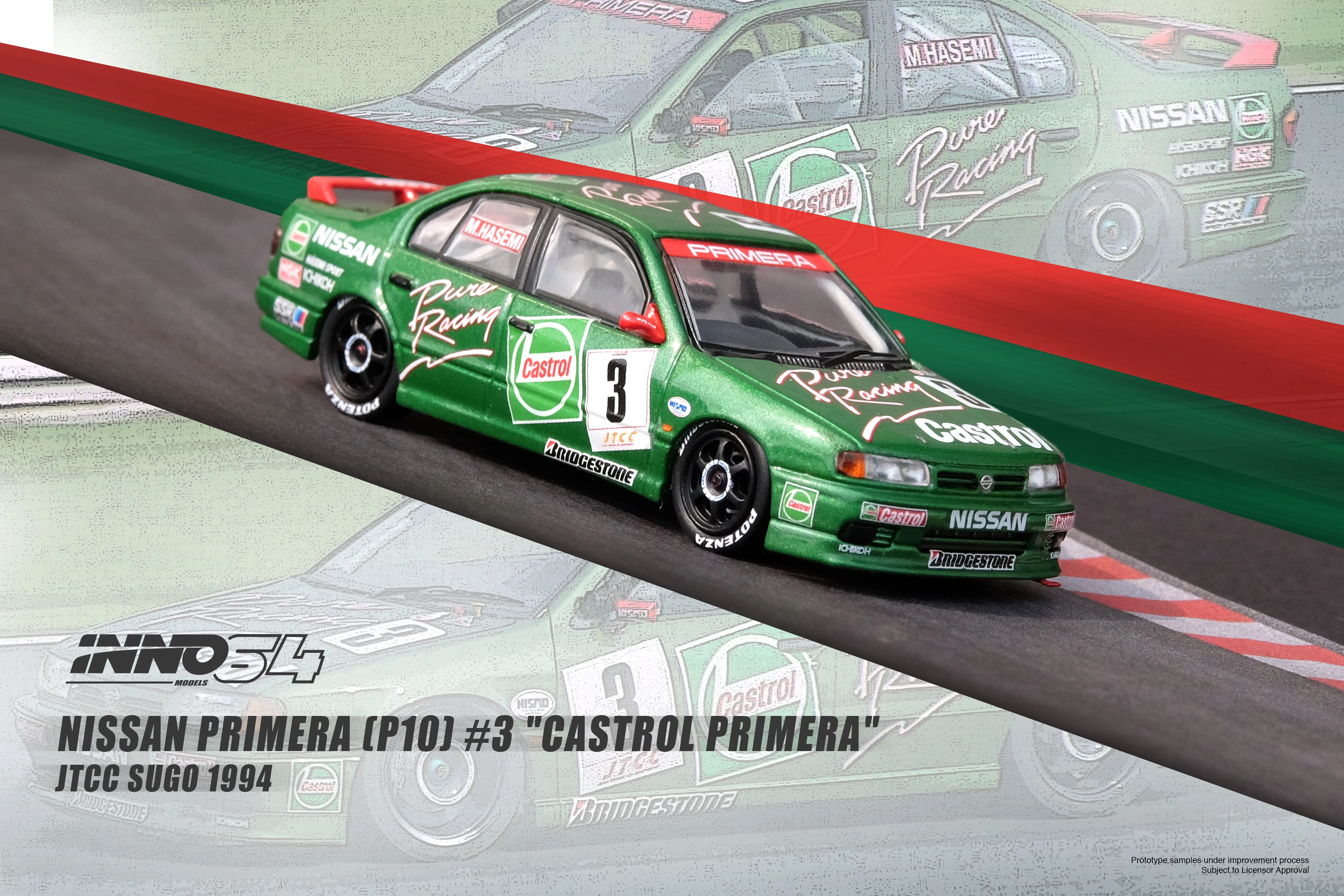 INNO64 1/64 NISSAN PRIMERA (P10) #3 "CASTROL PRIMERA" JTCC Sugo 1994 IN64-P10-CA3 - Image 2