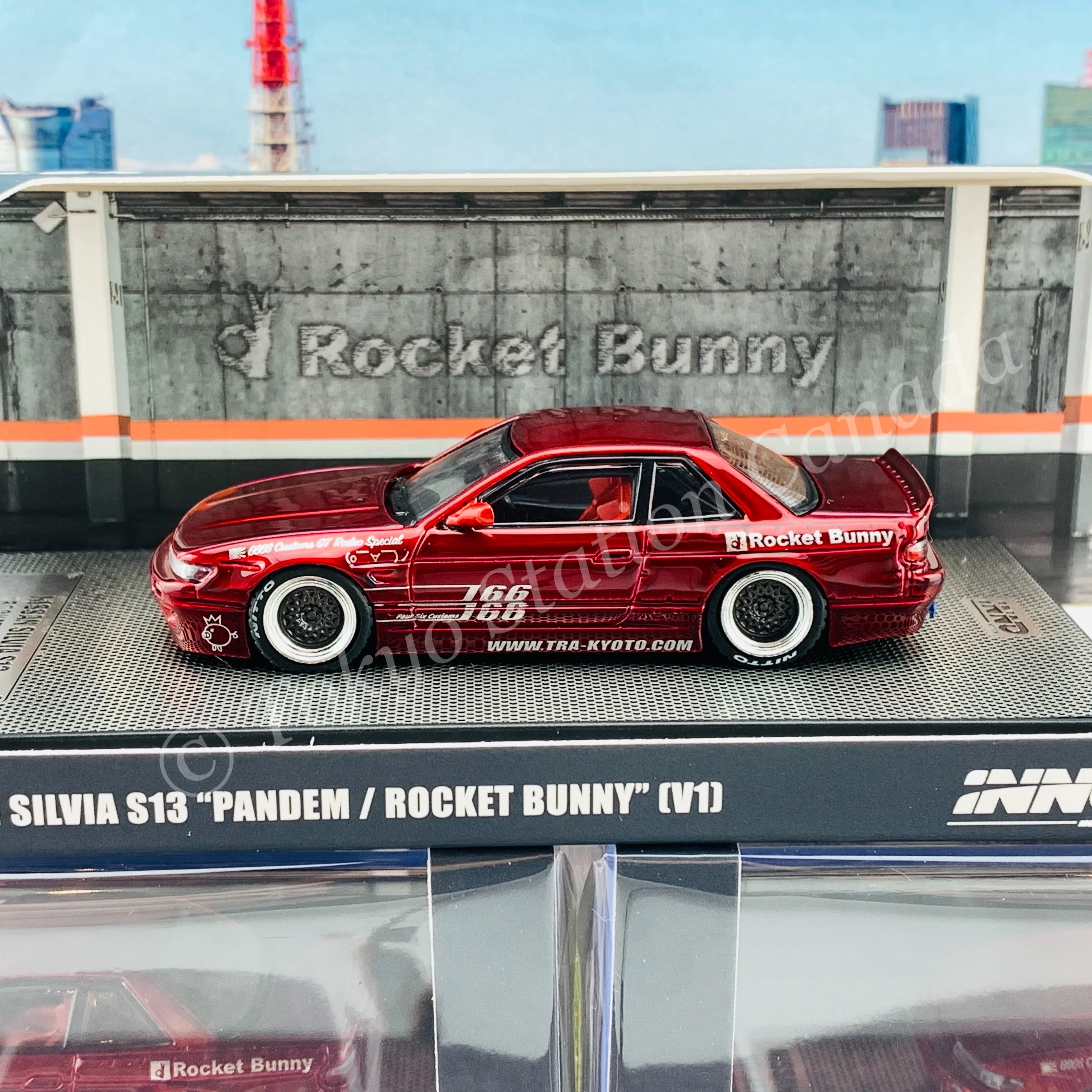 INNO64 1/64 NISSAN SILVIA S13 PANEM ROCKET BUNNY V1  Red Metallic IN64-S13V1-RED - Image 2