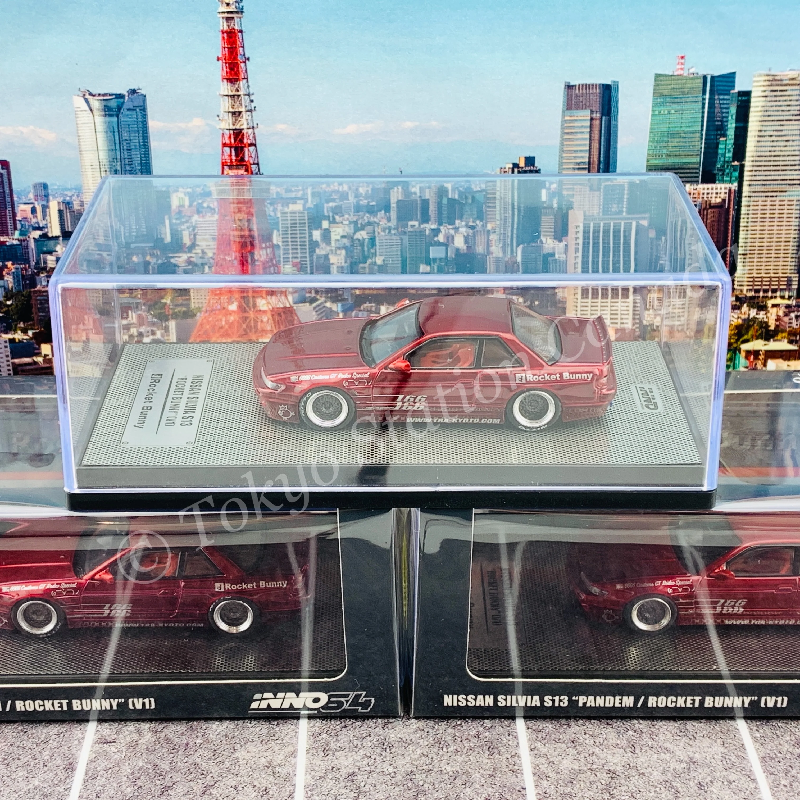 INNO64 1/64 NISSAN SILVIA S13 PANEM ROCKET BUNNY V1  Red Metallic IN64-S13V1-RED - Image 5