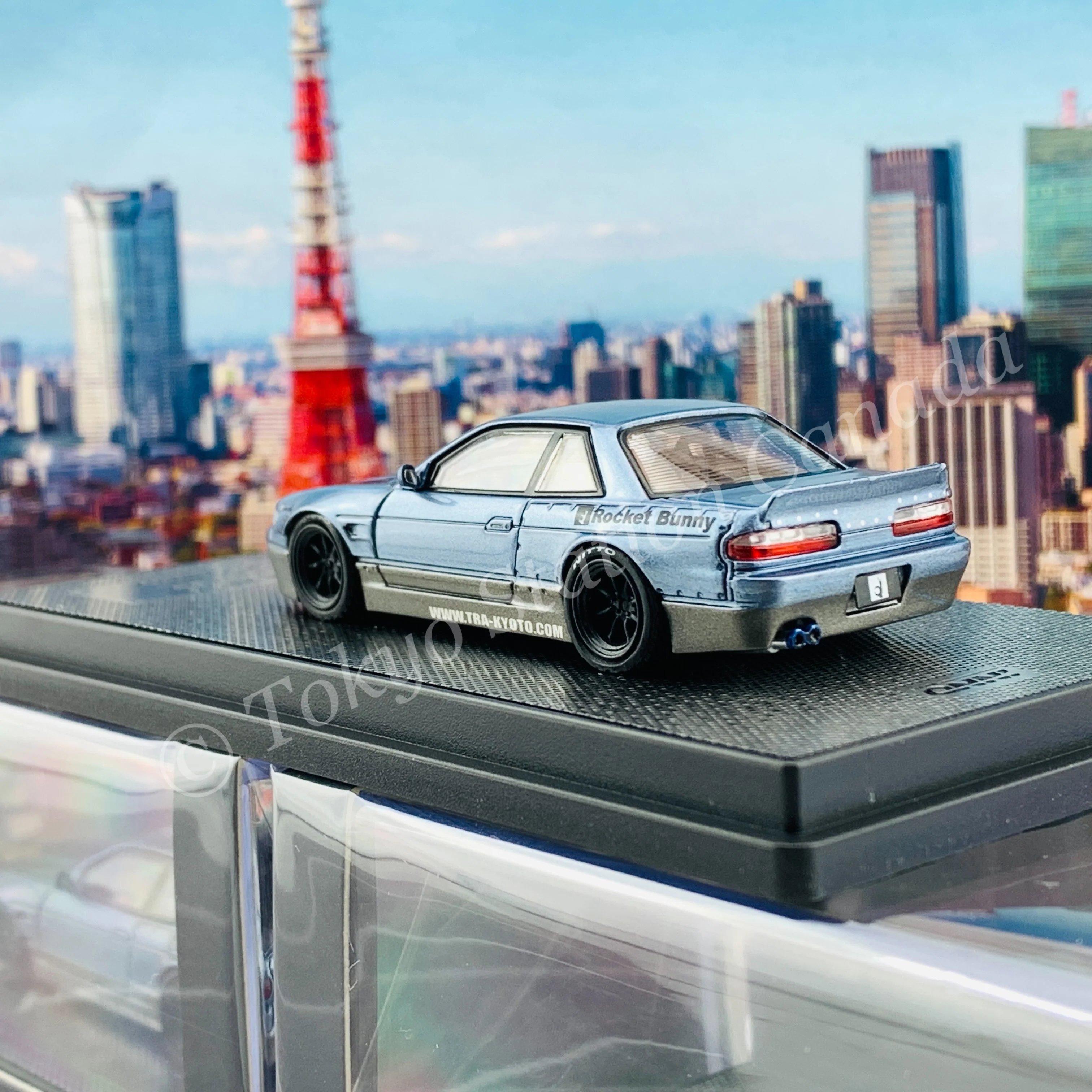 INNO64 1/64 NISSAN SILVIA S13 PANDEM ROCKET BUNNY V1  Two-Tones Blue/Grey Metallic IN64-S13V1-2TBG - Image 5