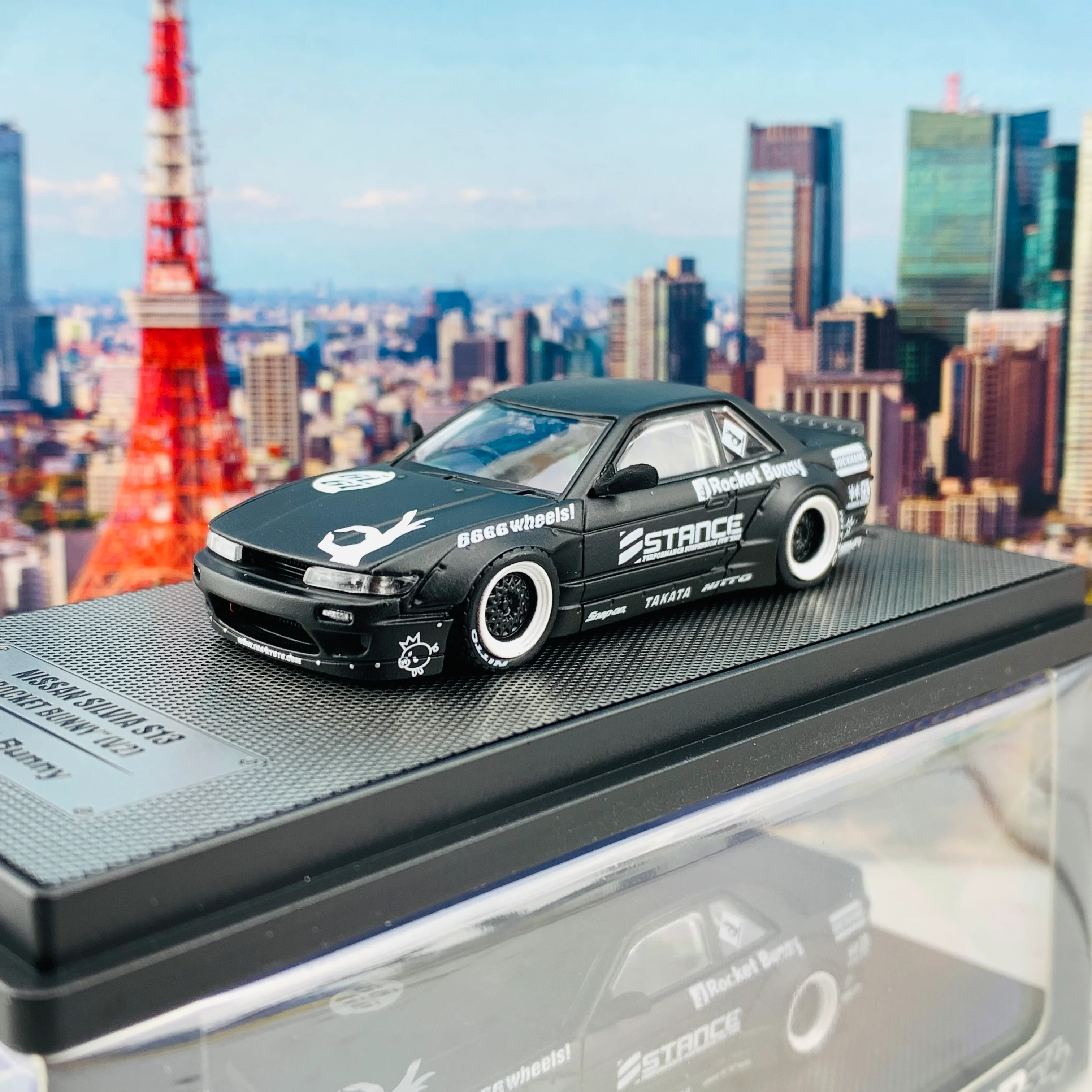 INNO64 1/64 NISSAN SILVIA S13 ROCKET BUNNY V2 Matte Black IN64-S13V2-MB - Image 2