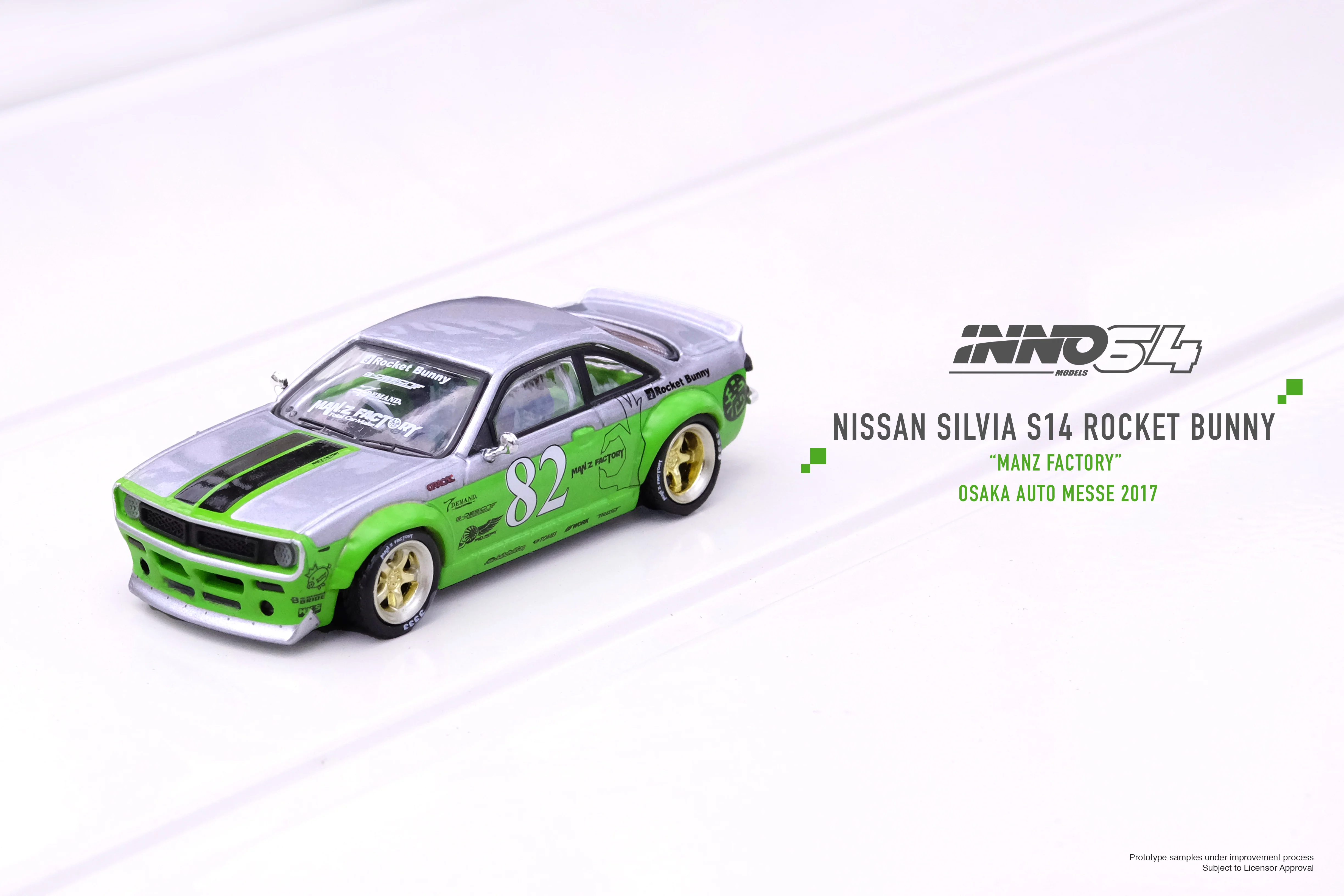 INNO64 1/64 NISSAN SILVIA S14 Rocket Bunny "Manz Factory" Osaka Auto Messe 2017 IN64-S14B-MFOAM - Image 2