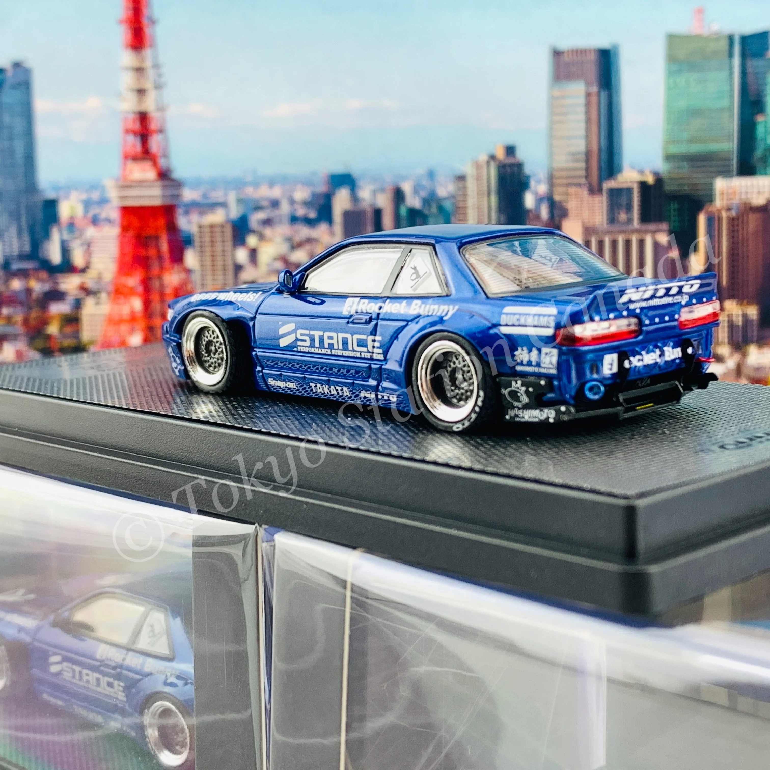 INNO64 1/64 NISSAN SILVIA S13 V2 PANDEM / ROCKET BUNNY Blue Metallic IN64-S13V2-BLUM - Image 4