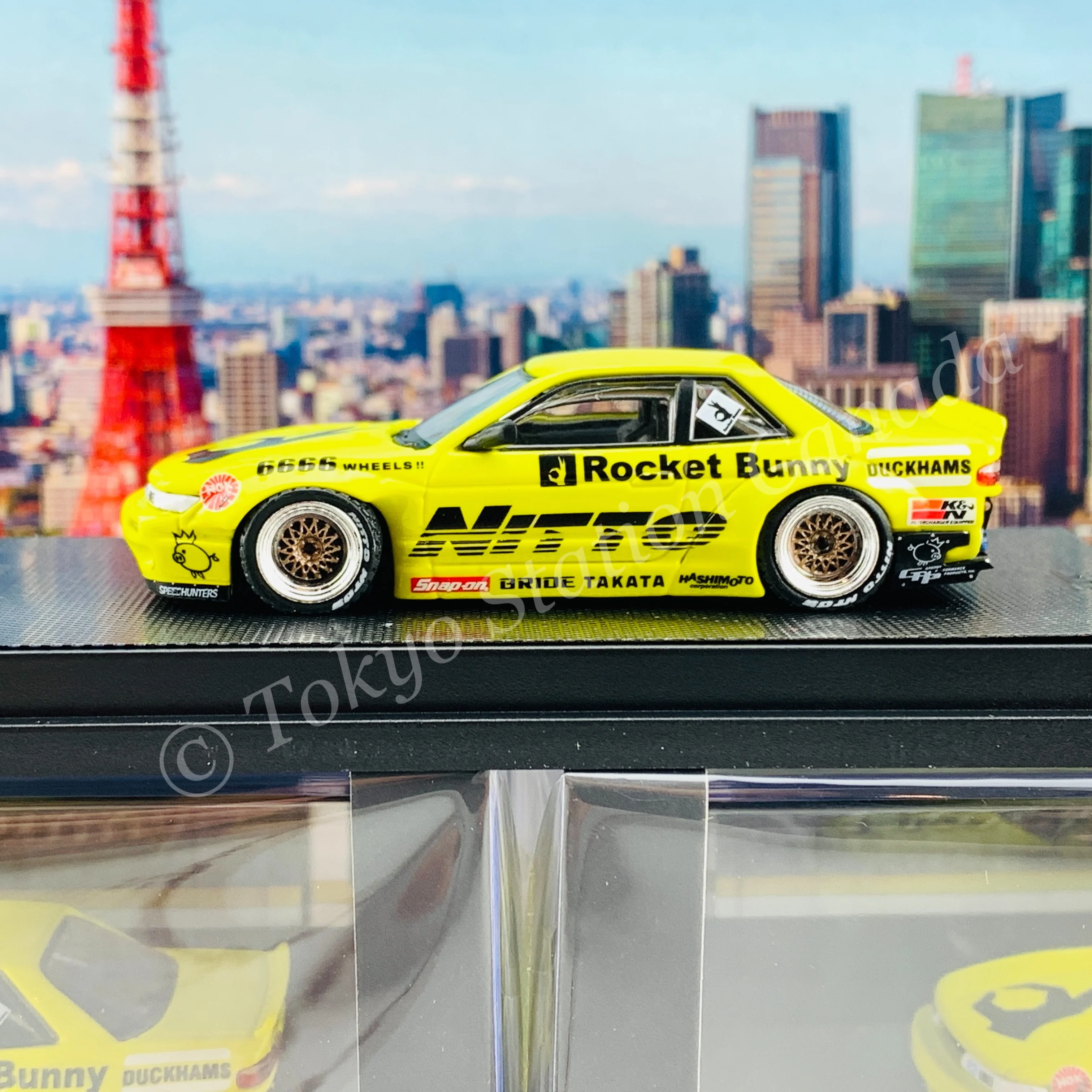 INNO64 1/64 NISSAN SILVIA S13 V2 PANDEM / ROCKET BUNNY  Light Yellow  IN64-S13V2-LIY - Image 3