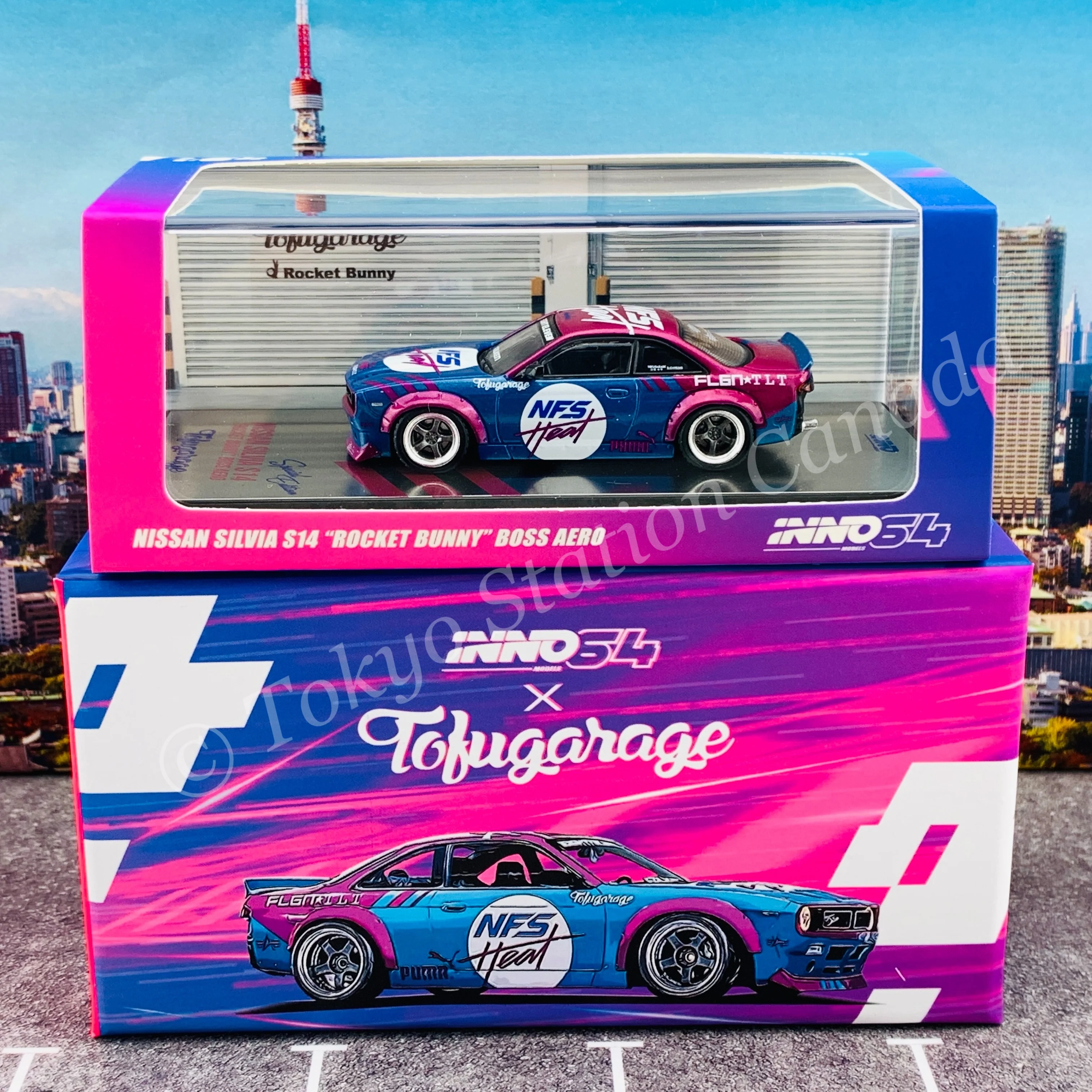 INNO64 1/64 NISSAN SIVIA S14 ROCKET BUNNY BOSS AERO "TOFUGARAGE" With Special Packaging IN64-S14B-NFS - Image 6