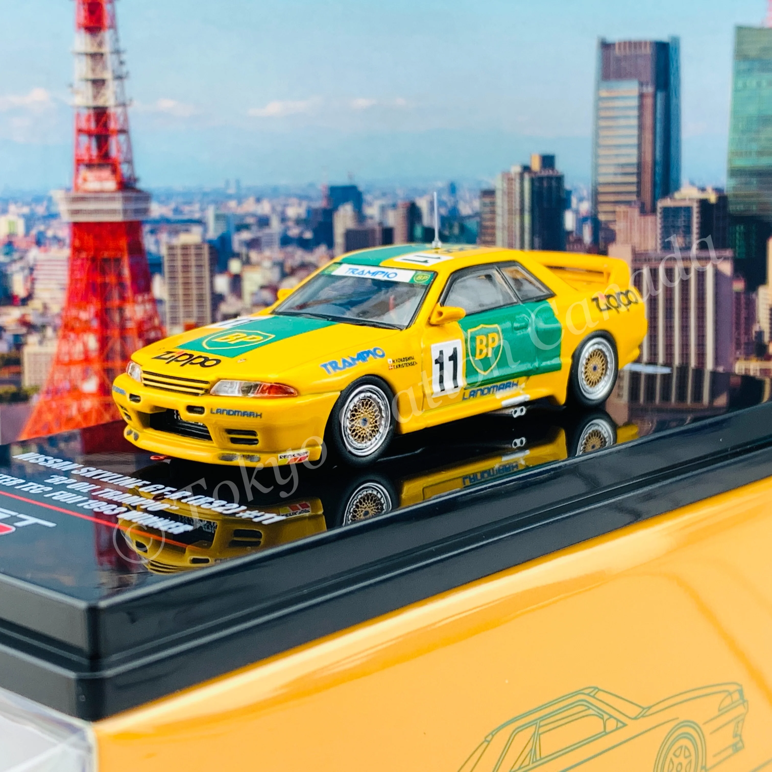 INNO64 1/64 NISSAN SKYLINE GT-R R32 #11 "BP OIL TRAMPIO"  Inter TEC Fuji 1993 Winner IN64-R32-BP - Image 2