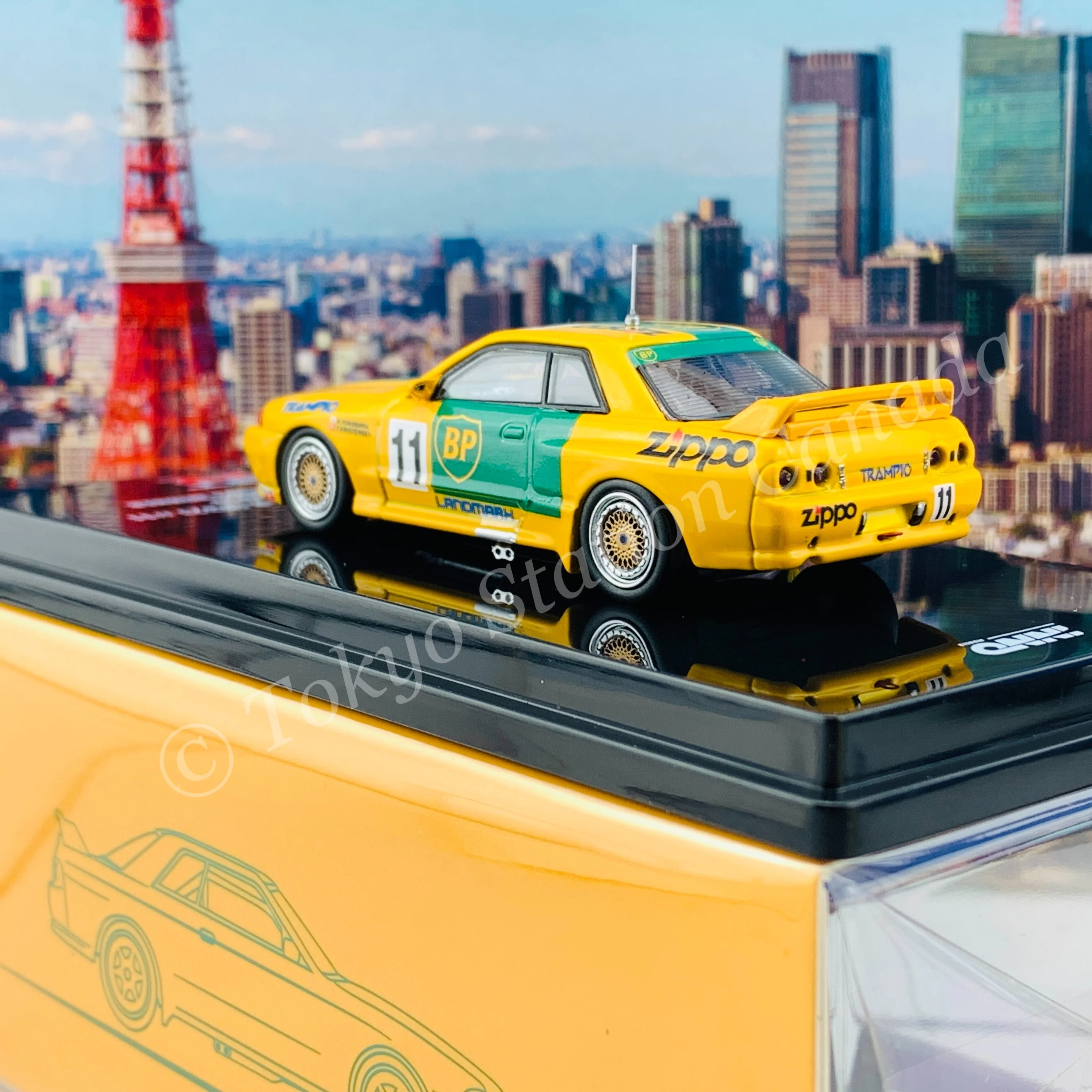 INNO64 1/64 NISSAN SKYLINE GT-R R32 #11 "BP OIL TRAMPIO"  Inter TEC Fuji 1993 Winner IN64-R32-BP - Image 5