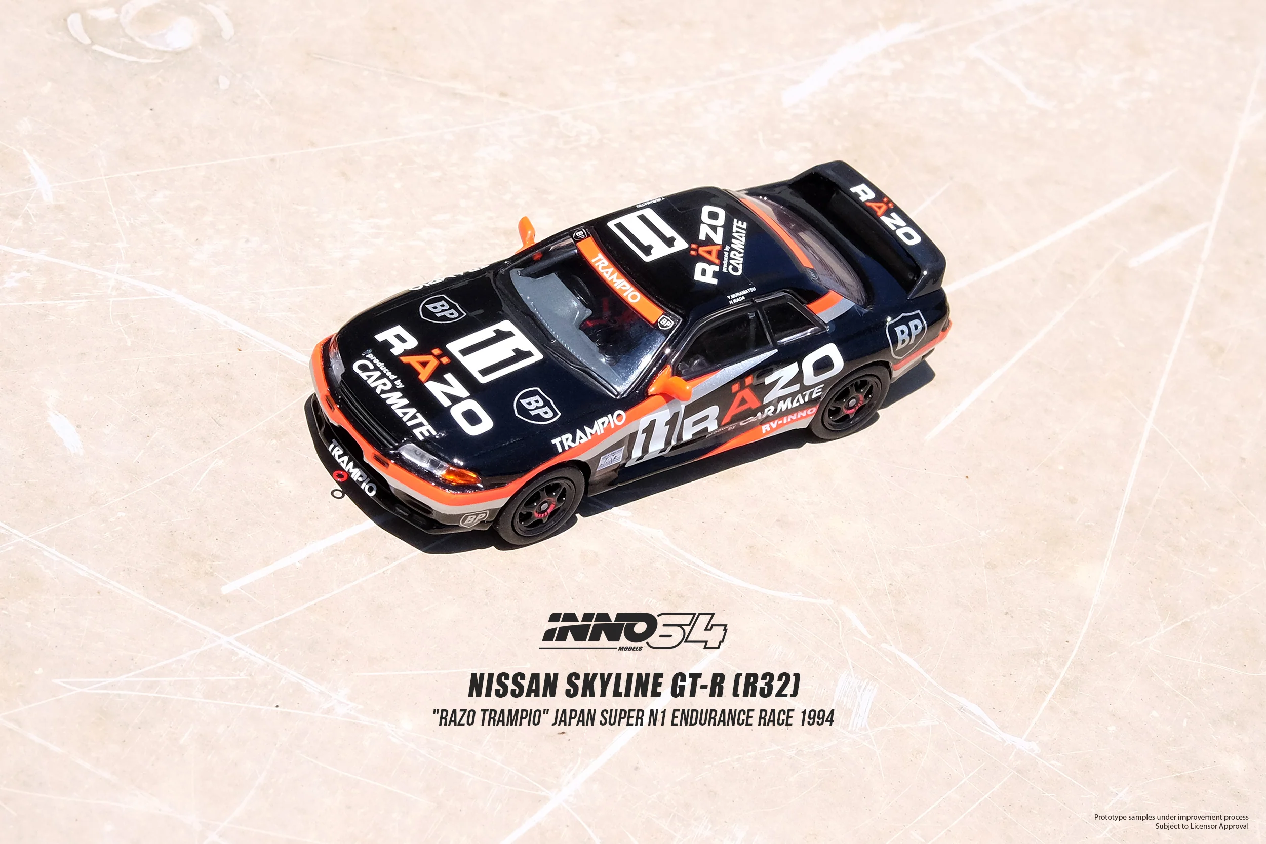 INNO64 1/64 NISSAN SKYLINE GT-R (R32) #11 "RAZO TAMPIO" Japan Super N1 Endurance Race 1994 IN64-R32-RAZO - Image 2