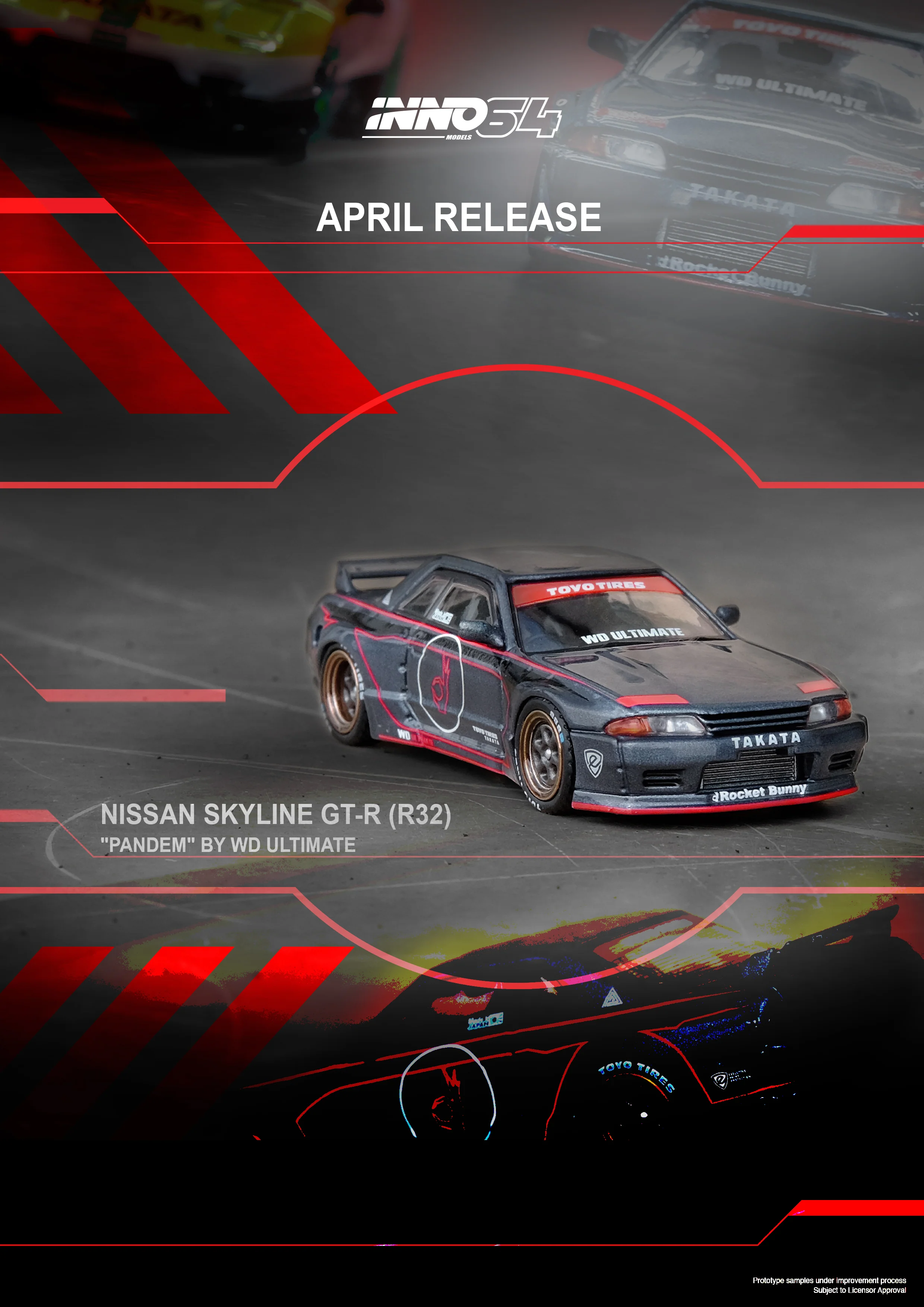 INNO64 1/64 NISSAN SKYLINE GT-R R32 "PANDEM" By WD ULTIMATE IN64-R32P-WDUL - Image 3