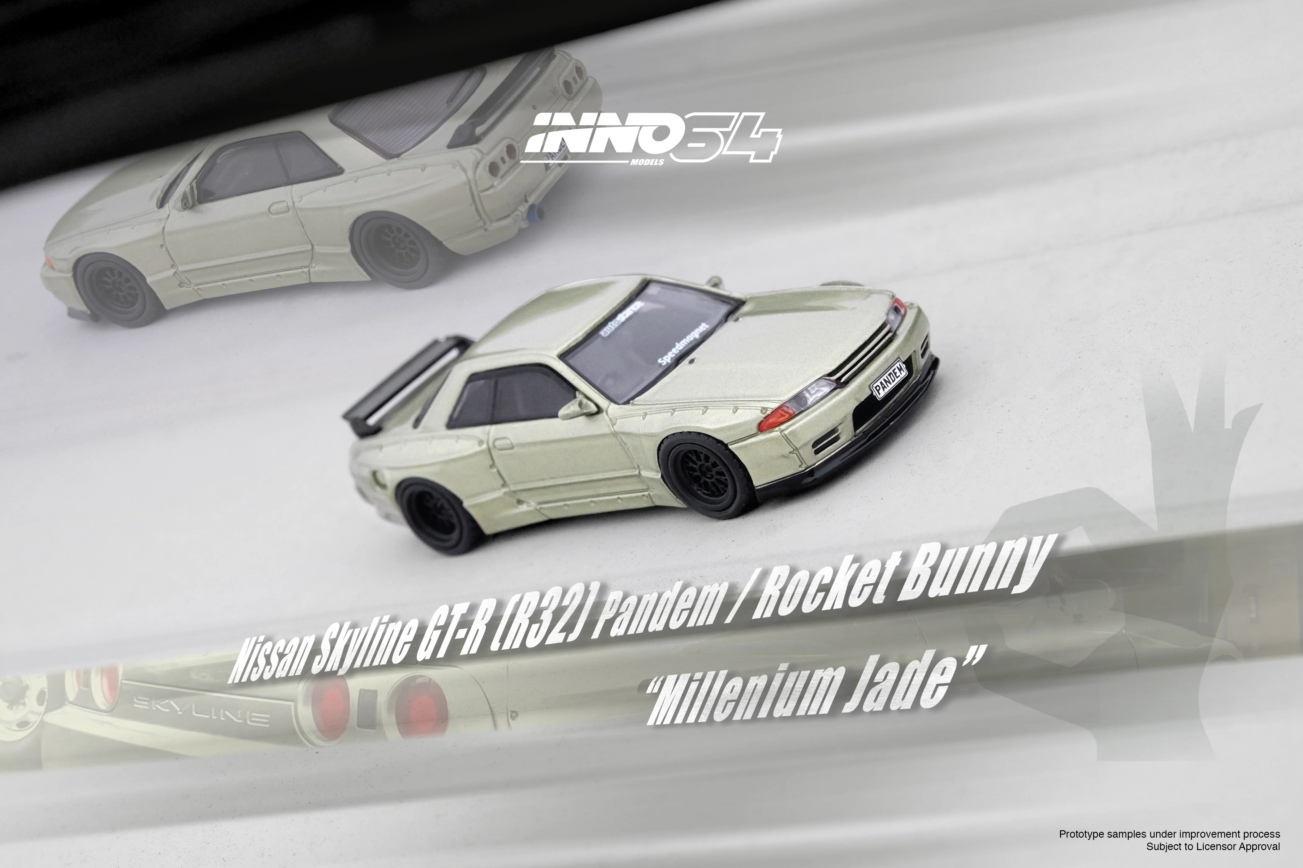 INNO64 1/64 NISSAN SKYLINE GT-R (R32) PANDEM ROCKET BUNNY Millennium Jade IN64-R32P-MJADE - Image 2