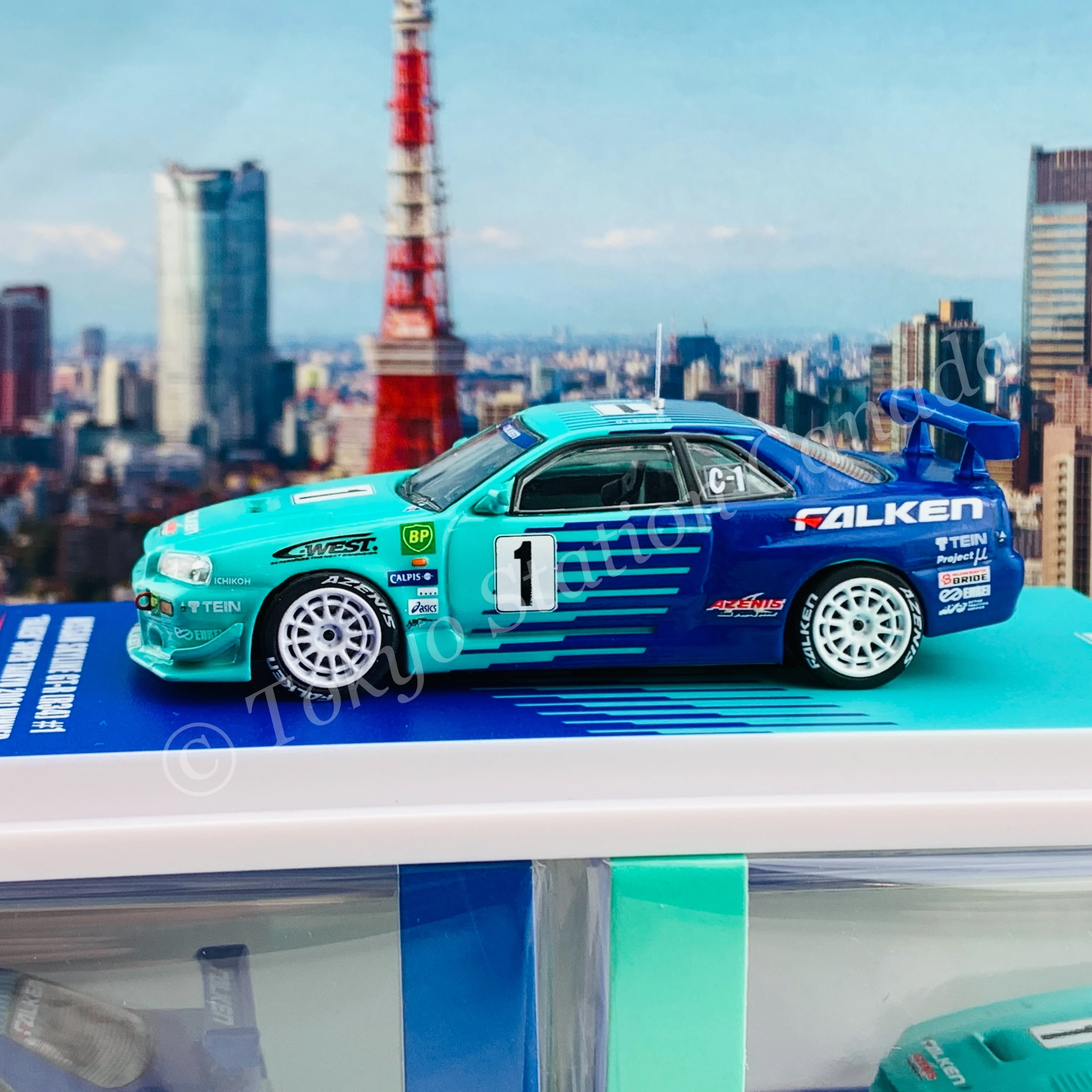 INNO64 1/64 NISSAN SKYLINE GT-R R34 #1 "FALKEN" Super Taikyu 2001 Winner IN64-R34RA-FAL - Image 3