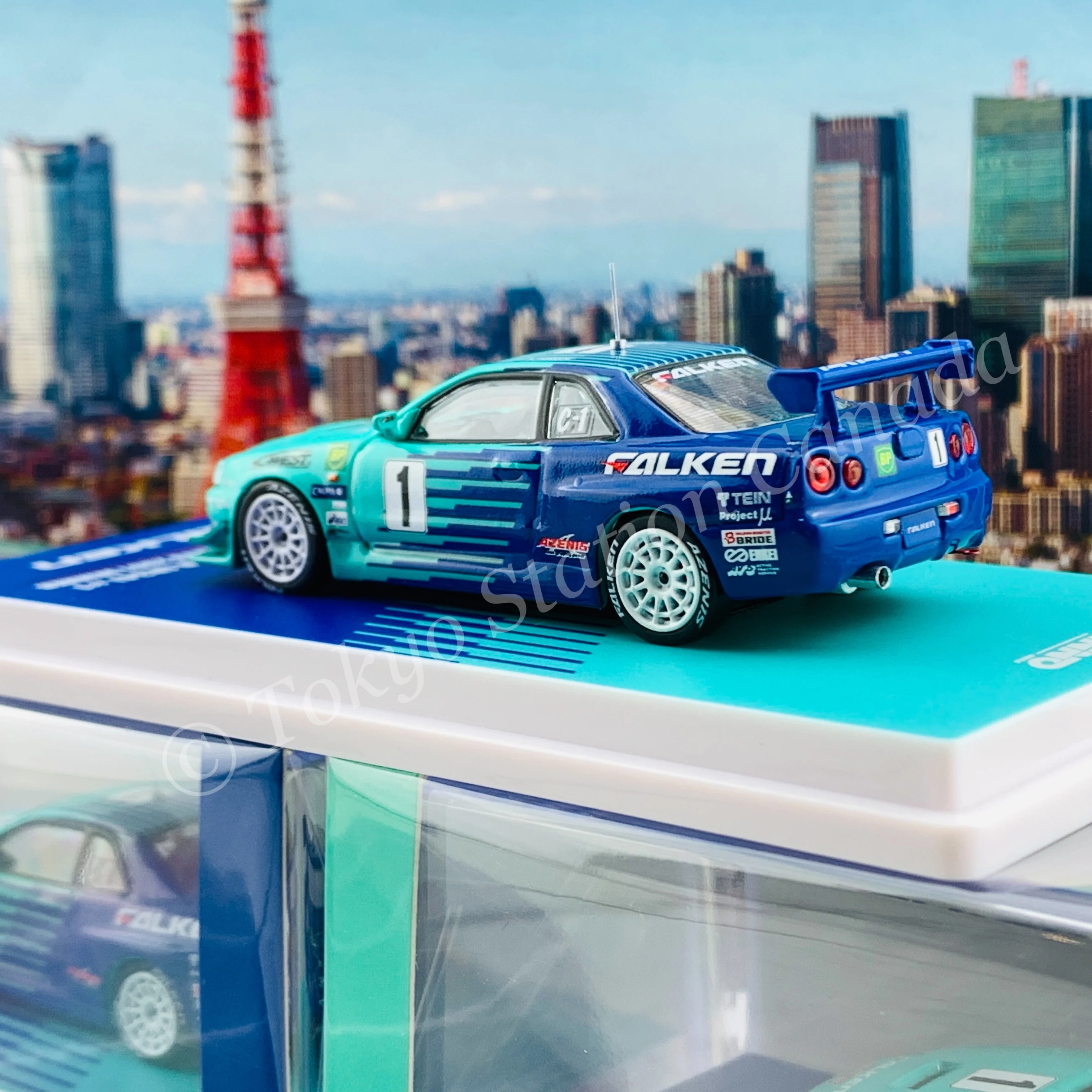 INNO64 1/64 NISSAN SKYLINE GT-R R34 #1 "FALKEN" Super Taikyu 2001 Winner IN64-R34RA-FAL - Image 5