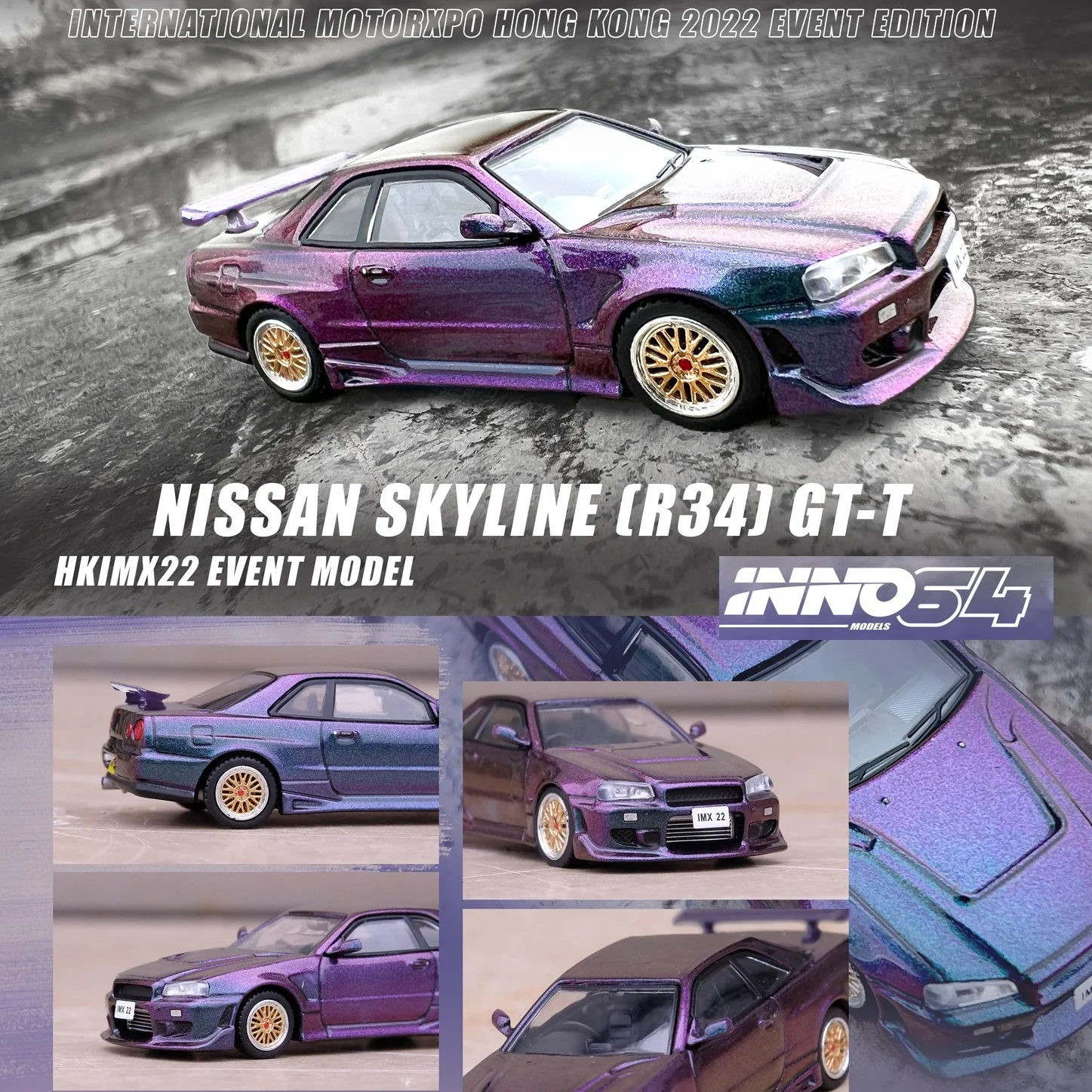INNO64 1/64 NISSAN SKYLINE GT-R R34 GT-T HKIMX22 Event Model - Image 4