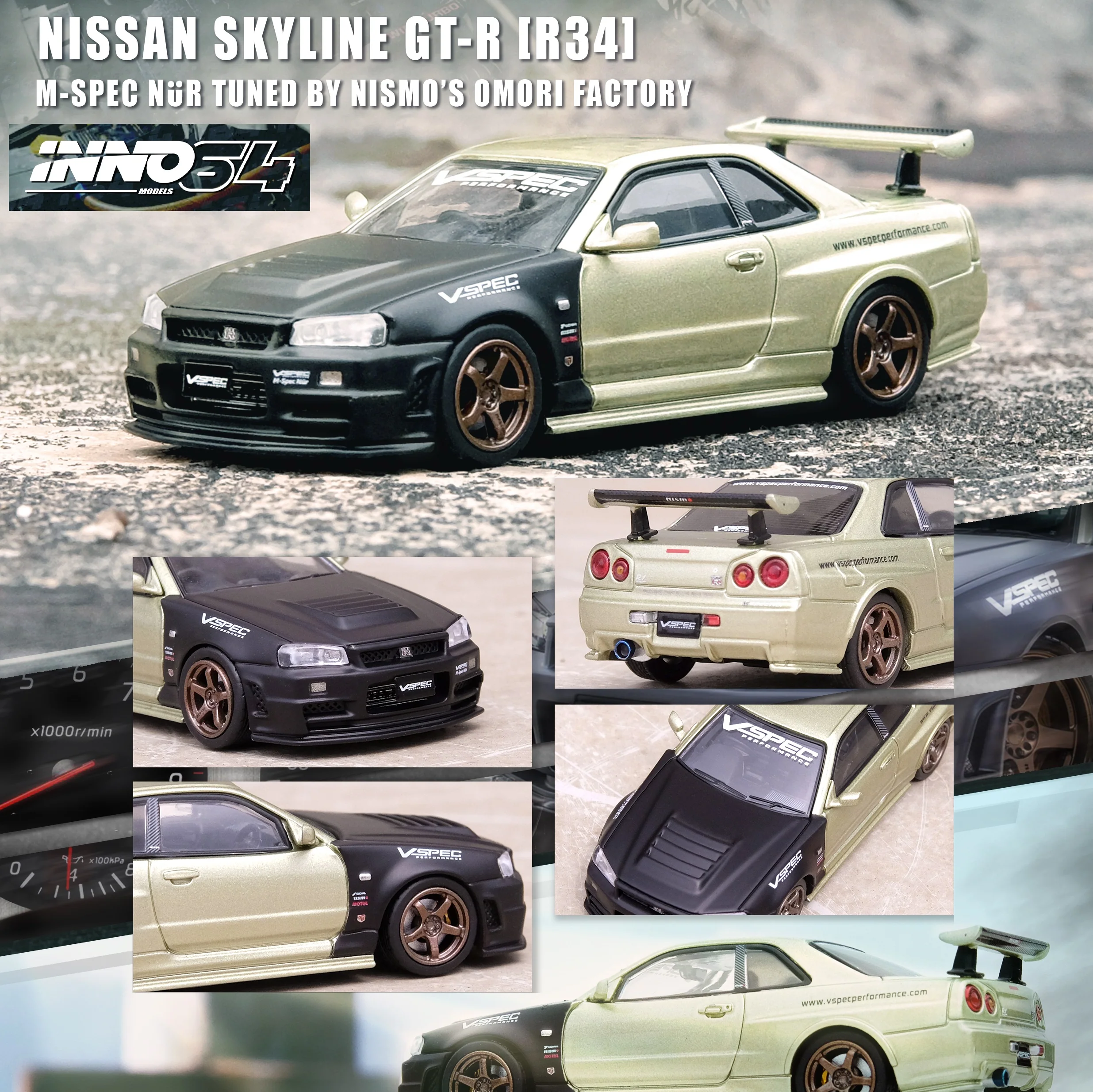 INNO64 1/64 NISSAN SKYLINE GT-R (R34) M-SPEC NUR Tuned by NISMO OMORI FACTORY IN64-R34MS-NOF - Image 3