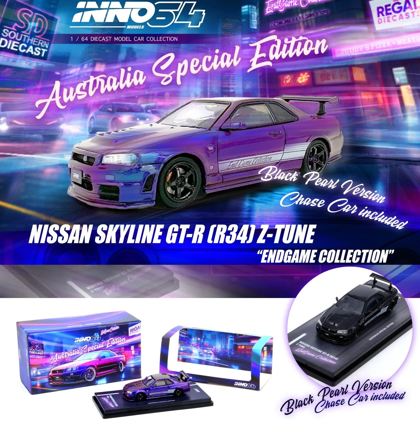 INNO64 1/64 NISSAN SKYLINE GT-R (R34) Z-Tune "ENDGAME" Australia Special Edition IN64-R34ZT-ENDGAME - Image 2