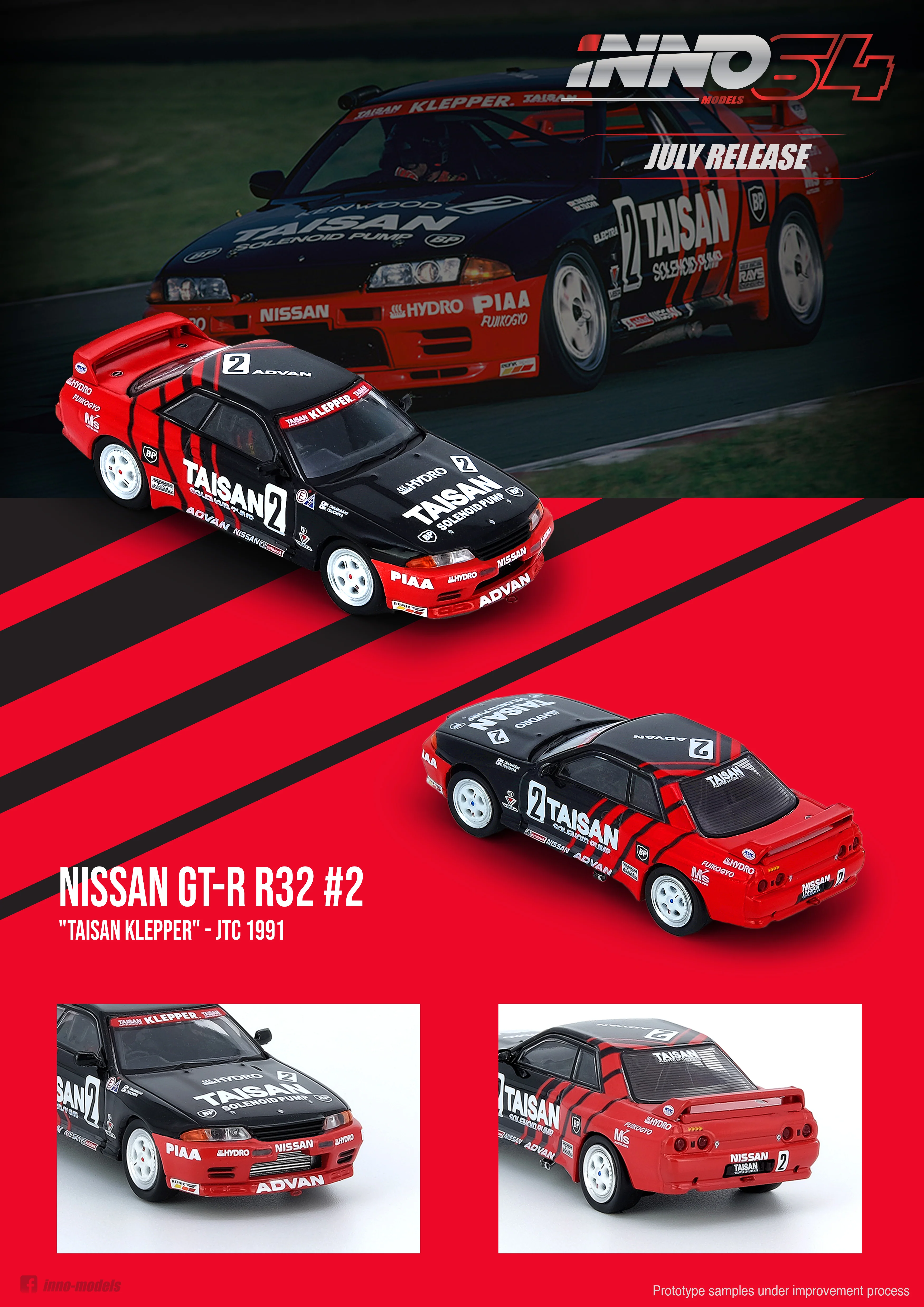 INNO64 1/64 NISSAN SKYLINE GTR R32 #2 "TAISAN KLEPPER"  JTC 1991 IN64-R32-TS91 - Image 6