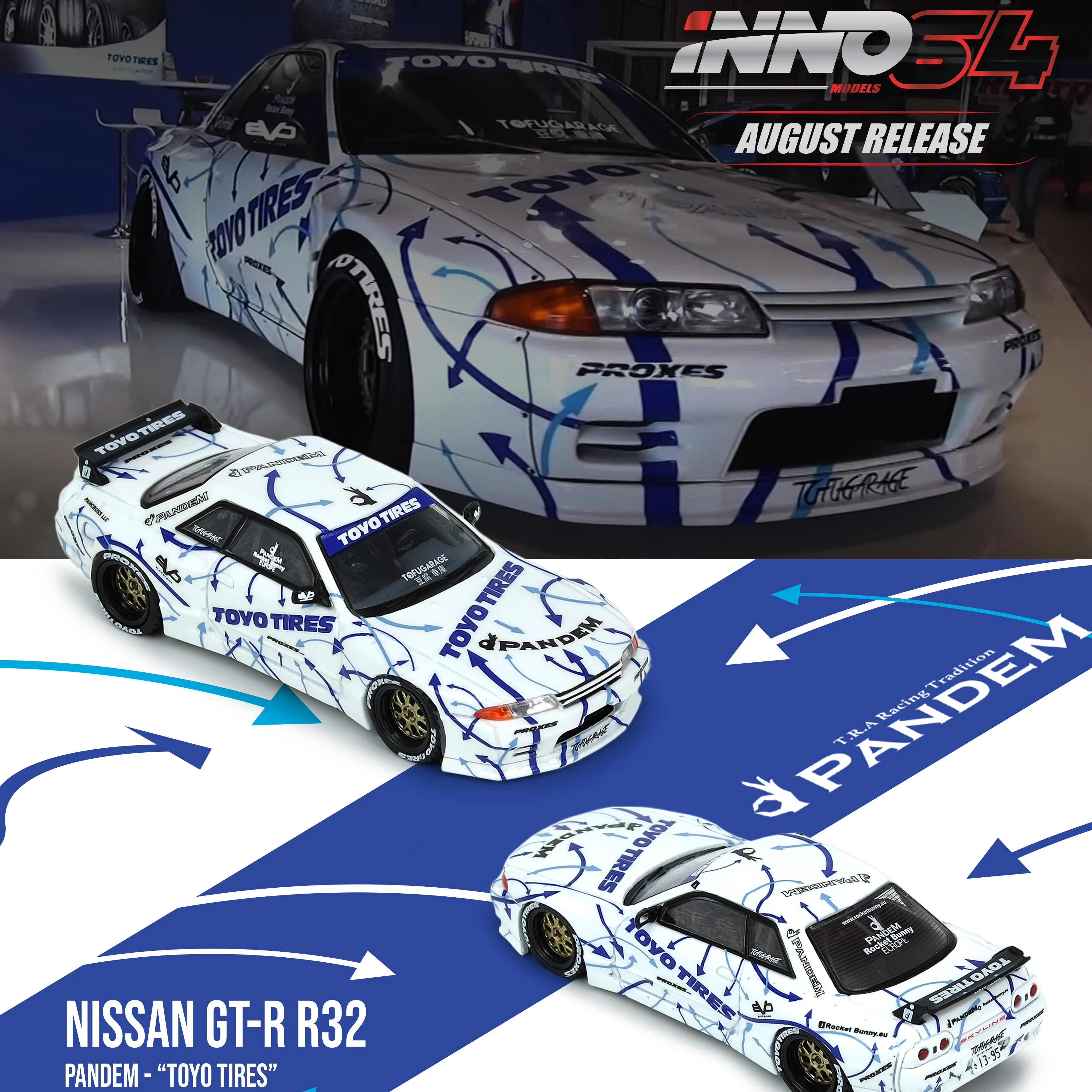 INNO64 1/64 NISSAN SKYLINE GTR R32 ROCKET BUNNY PANDEM TOYO TIRES IN64-R32-TT - Image 6