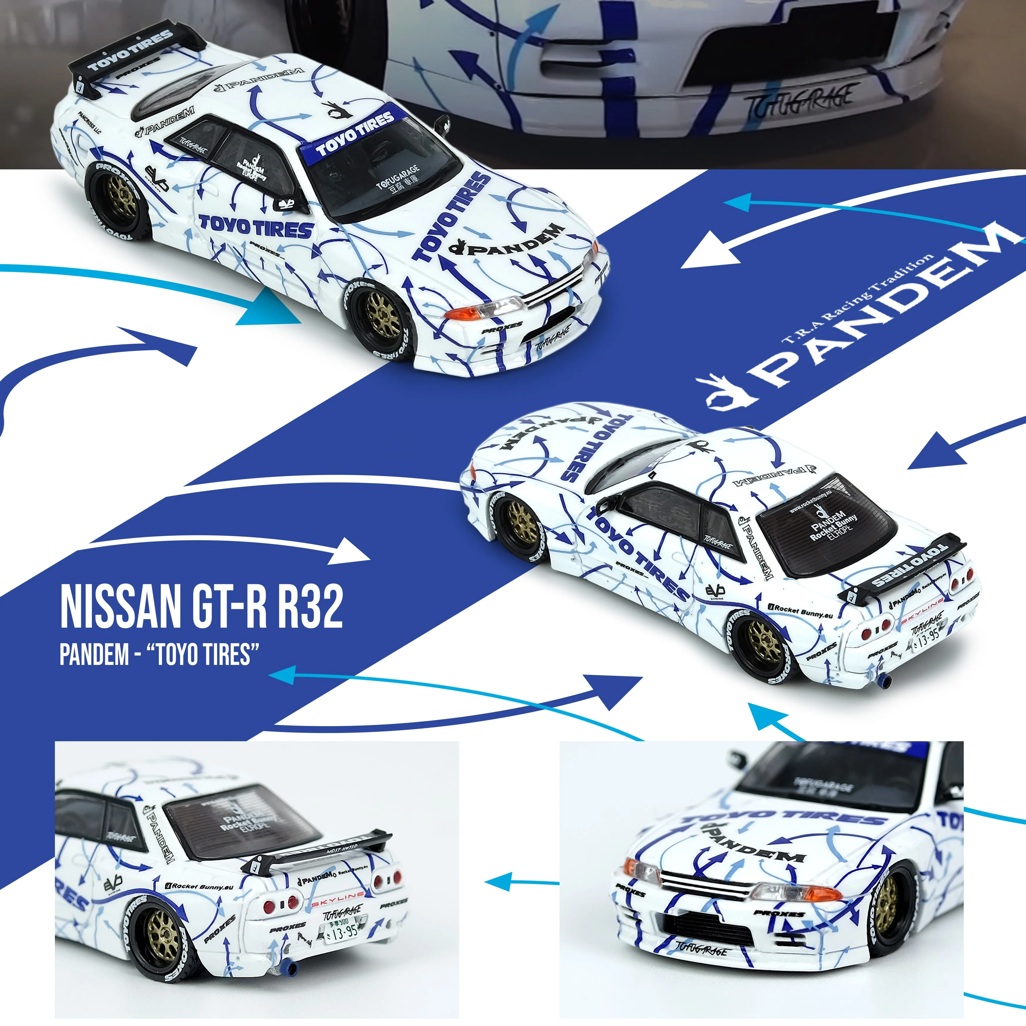 INNO64 1/64 NISSAN SKYLINE GTR R32 ROCKET BUNNY PANDEM TOYO TIRES IN64-R32-TT - Image 7