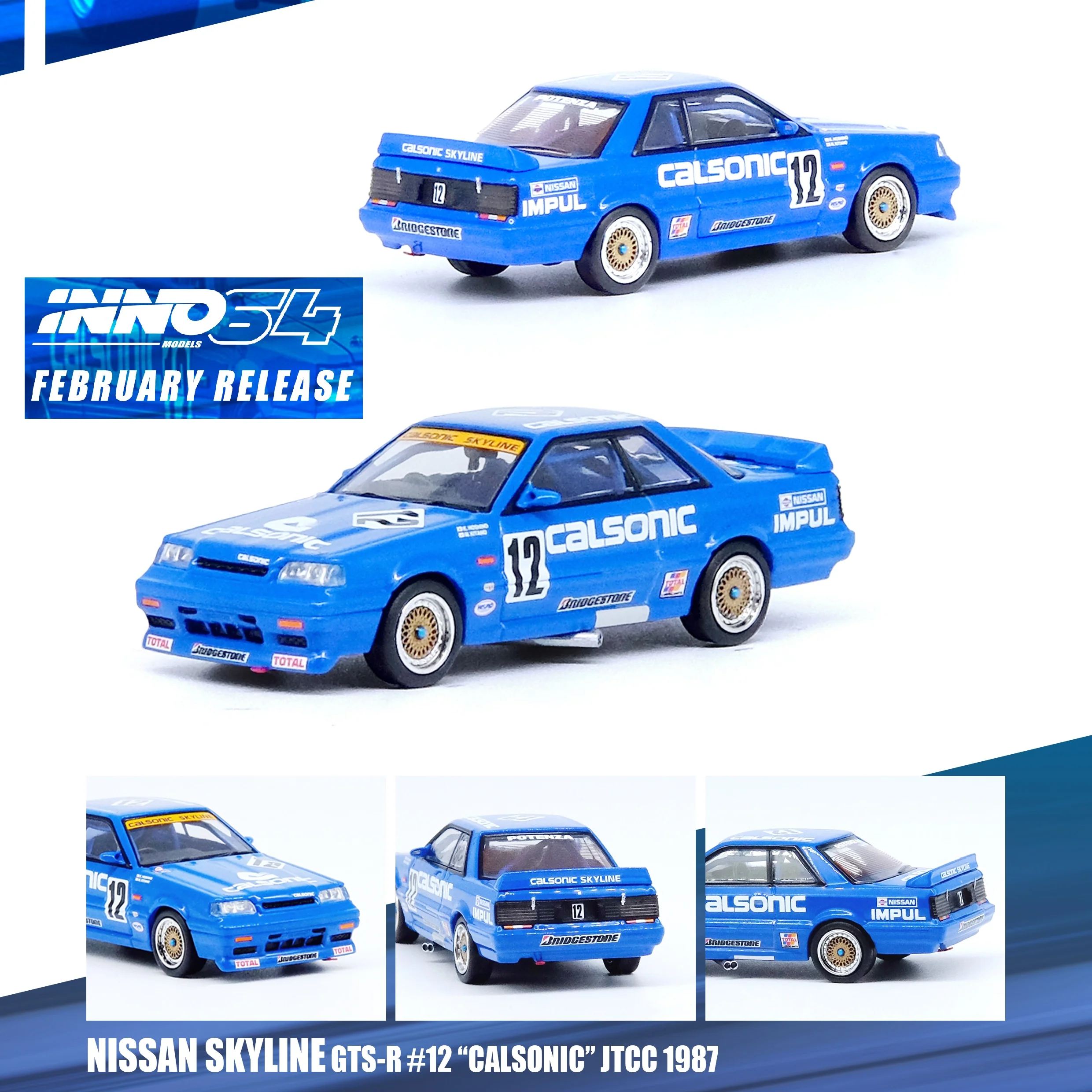 INNO64 1/64 NISSAN SKYLINE GTS-R (R31) #12 "CALSONIC" JTCC 1987 IN64-R31-CA12 - Image 7