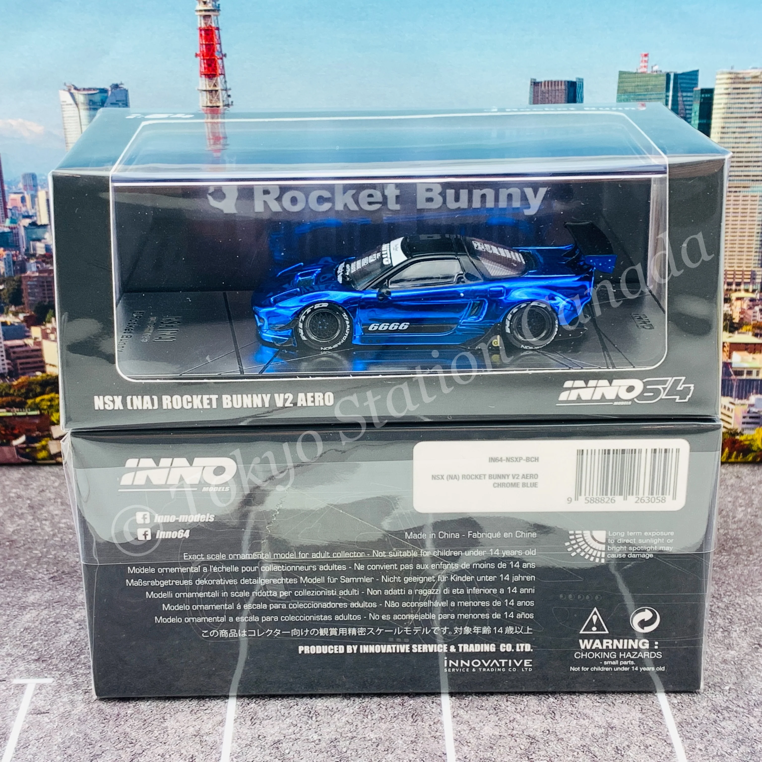 INNO64 1/64 NSX (NA) ROCKET BUNNY V2 AERO Chrome Blue IN64-NSXP-BCH - Image 6