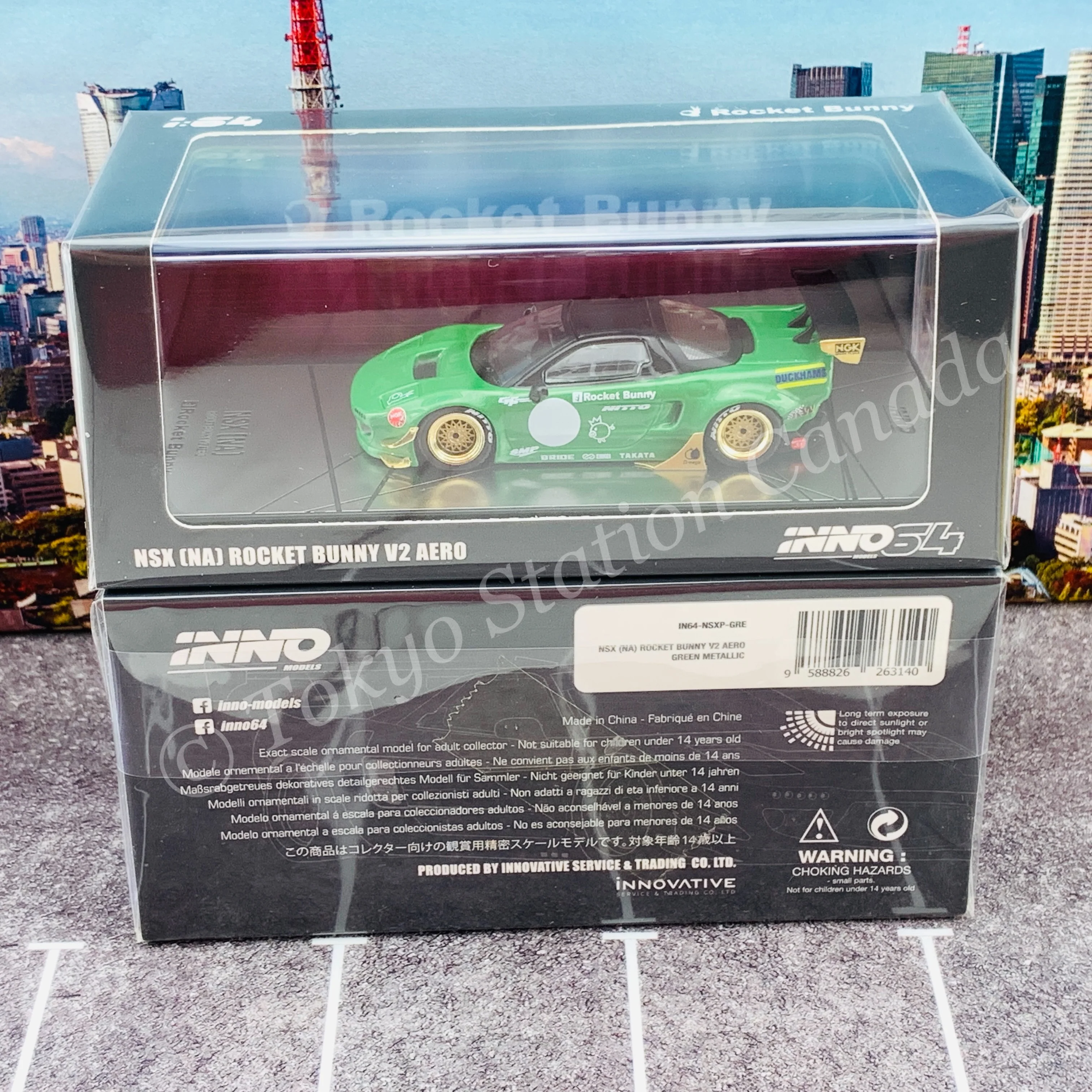 INNO64 1/64 NSX NA1 PANDEM ROCKET BUNNY Green Metallic IN64-NSXP-GRE - Image 6