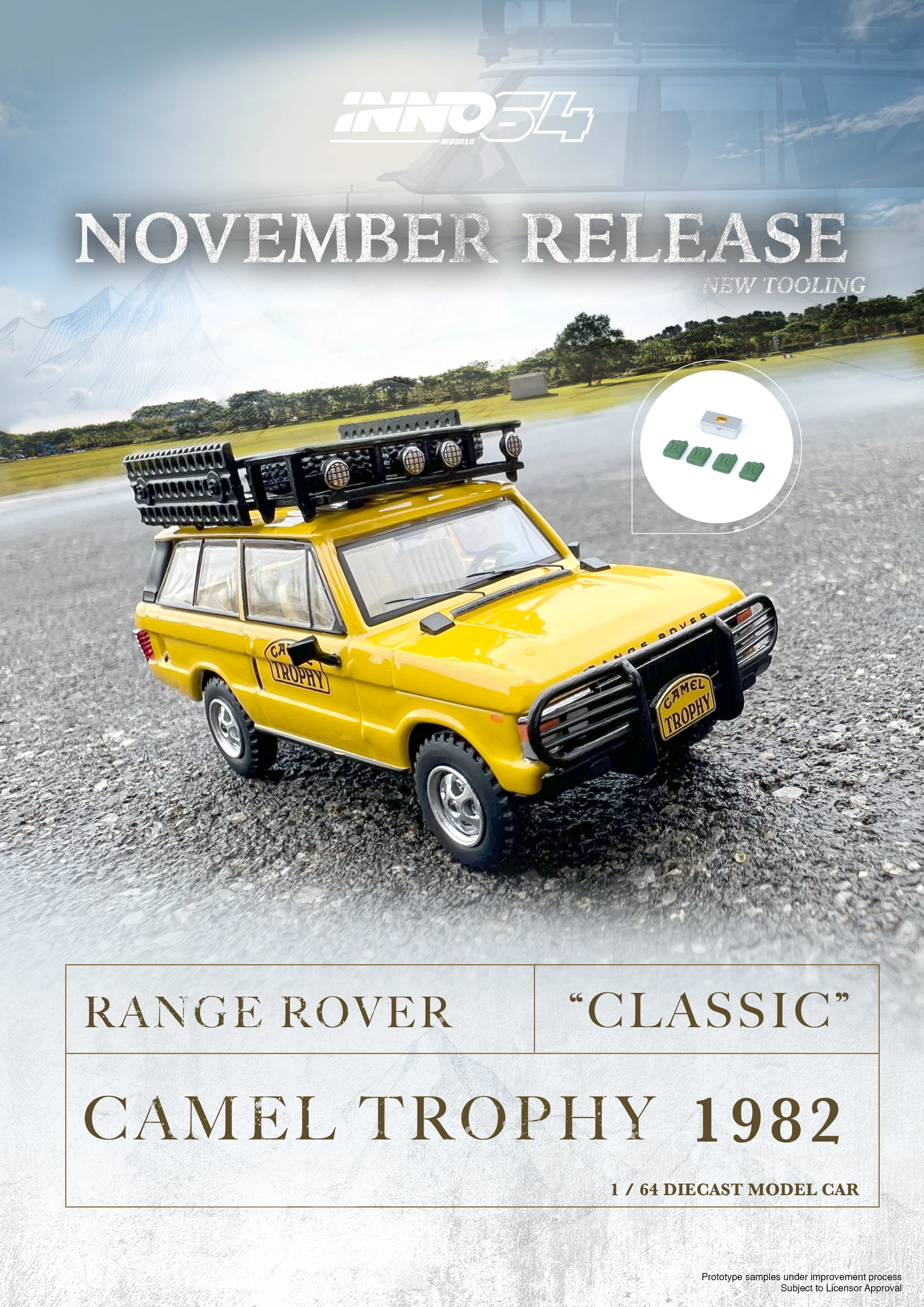 INNO64 1/64 RANGE ROVER "CLASSIC" CAMEL TROPHY 1982 (1 Tool Box and 4 Fuel/Oil Container included) IN64-RRC-CT82 - Image 4