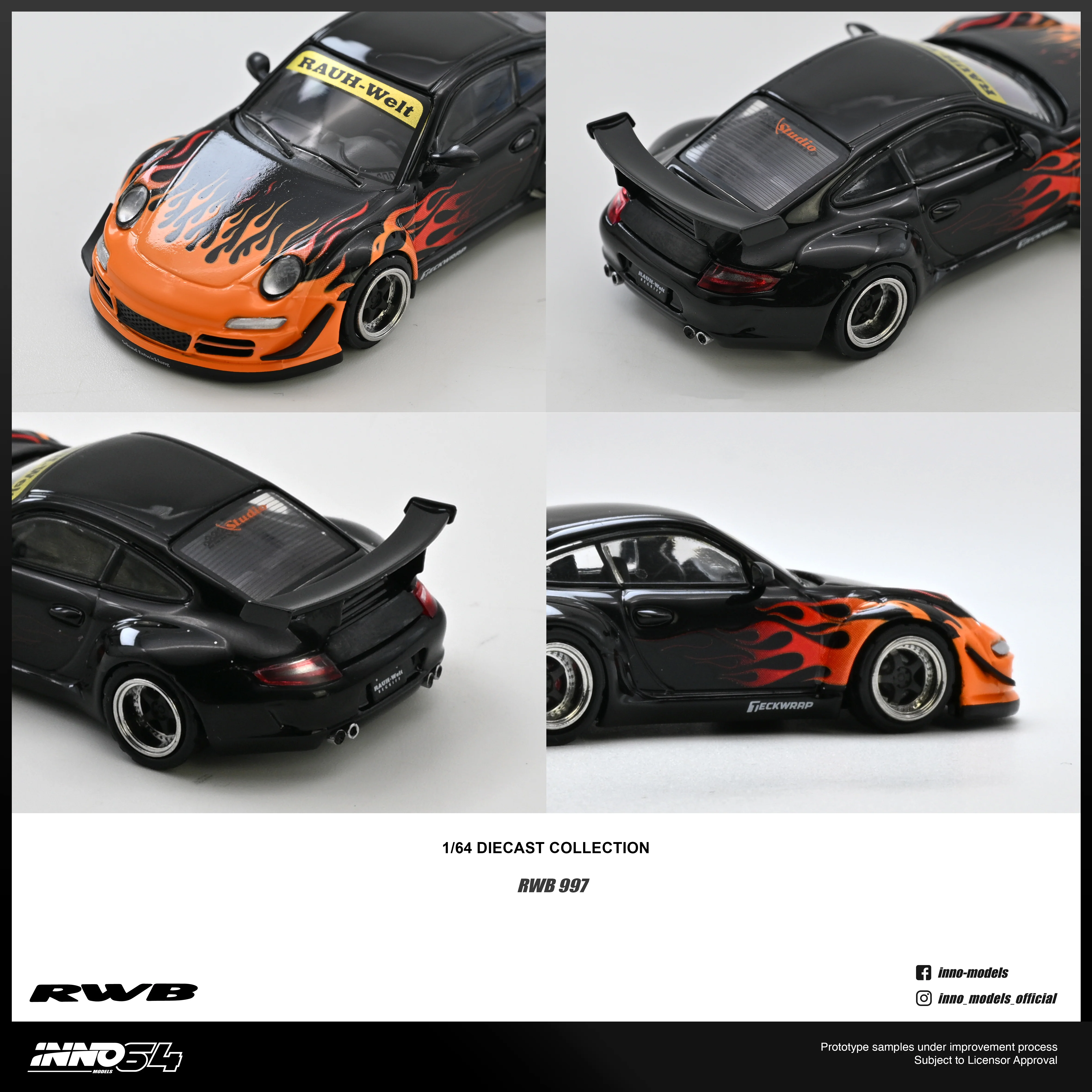 PREORDER INNO64 1/64 RWB 997 Orange Burning Flame IN64-RWB997-OBF (Approx. Release Date : Q3 2026 subject to the manufacturer's final decision) - Image 2