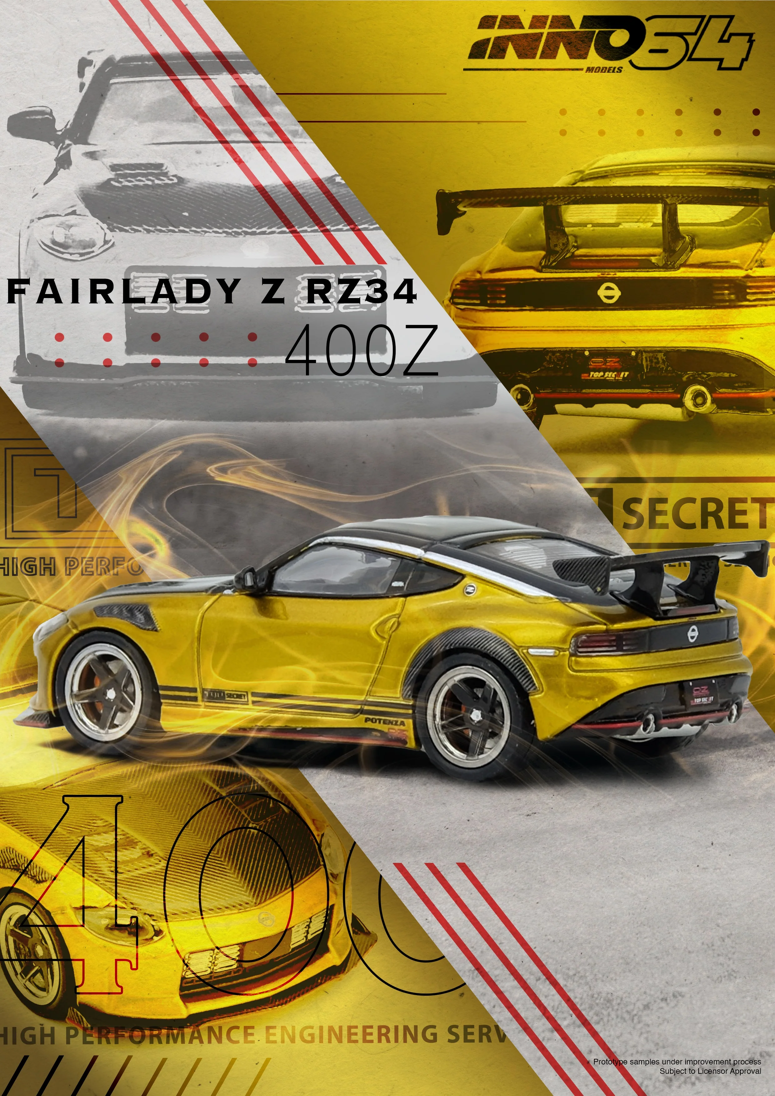 INNO64 1/64 TOP SECRET FAIRLADY Z (RZ34) Gold IN64-400ZTS-GOLD - Image 2