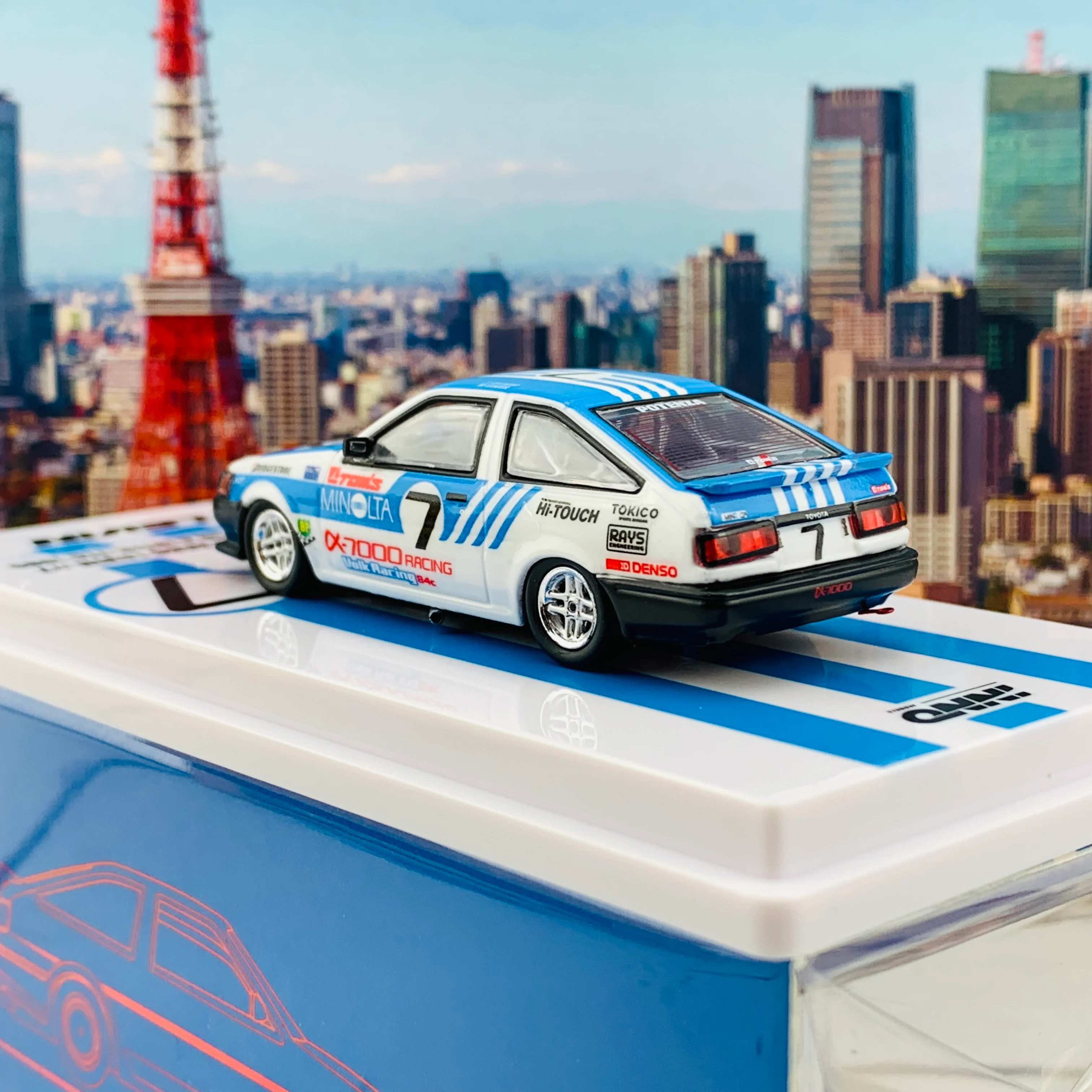 INNO64 1/64 TOYOTA COROLLA Levin AE86 #7  "MINOLTA TOM'S " GR.A INTER-TEC 1985 IN64-AE86-TOMS - Image 4