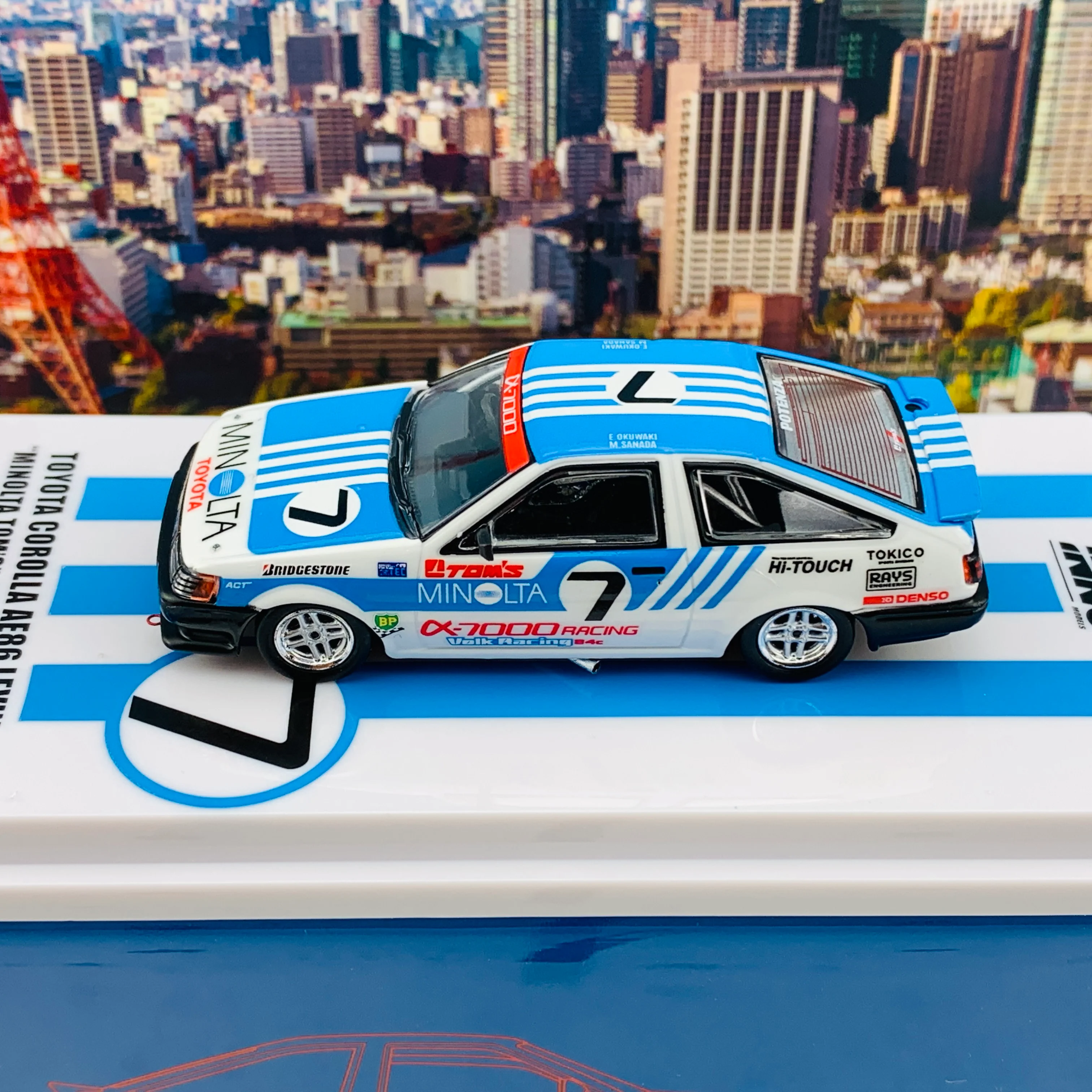 INNO64 1/64 TOYOTA COROLLA Levin AE86 #7  "MINOLTA TOM'S " GR.A INTER-TEC 1985 IN64-AE86-TOMS - Image 5