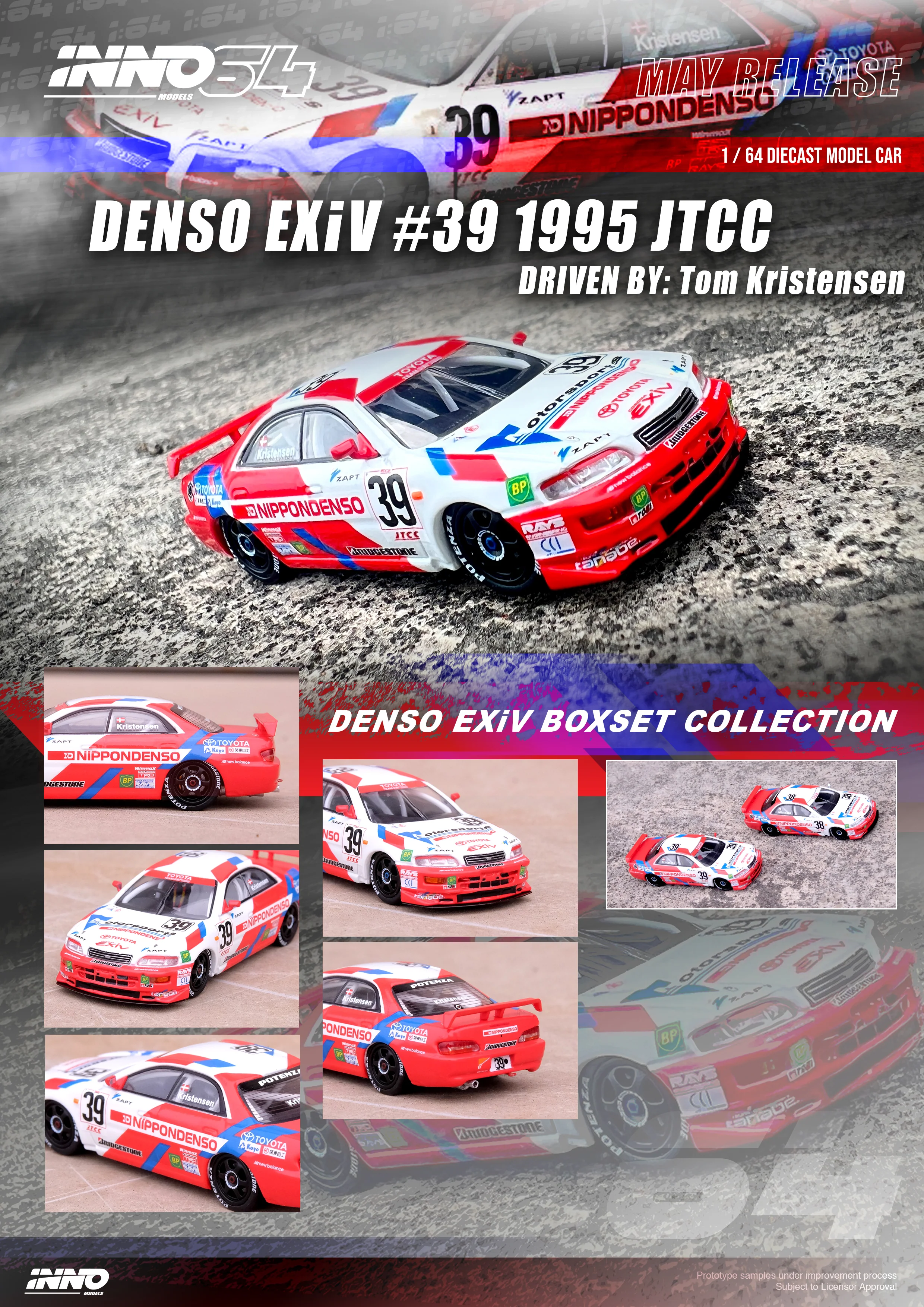 INNO64 1/64 TOYOTA CORONA EXIV #38 & #39 "TOYOTA TEAM CERUMO" JTCC 1995  Box Set Collection IN64-EXIV-JTCC95-BS - Image 3