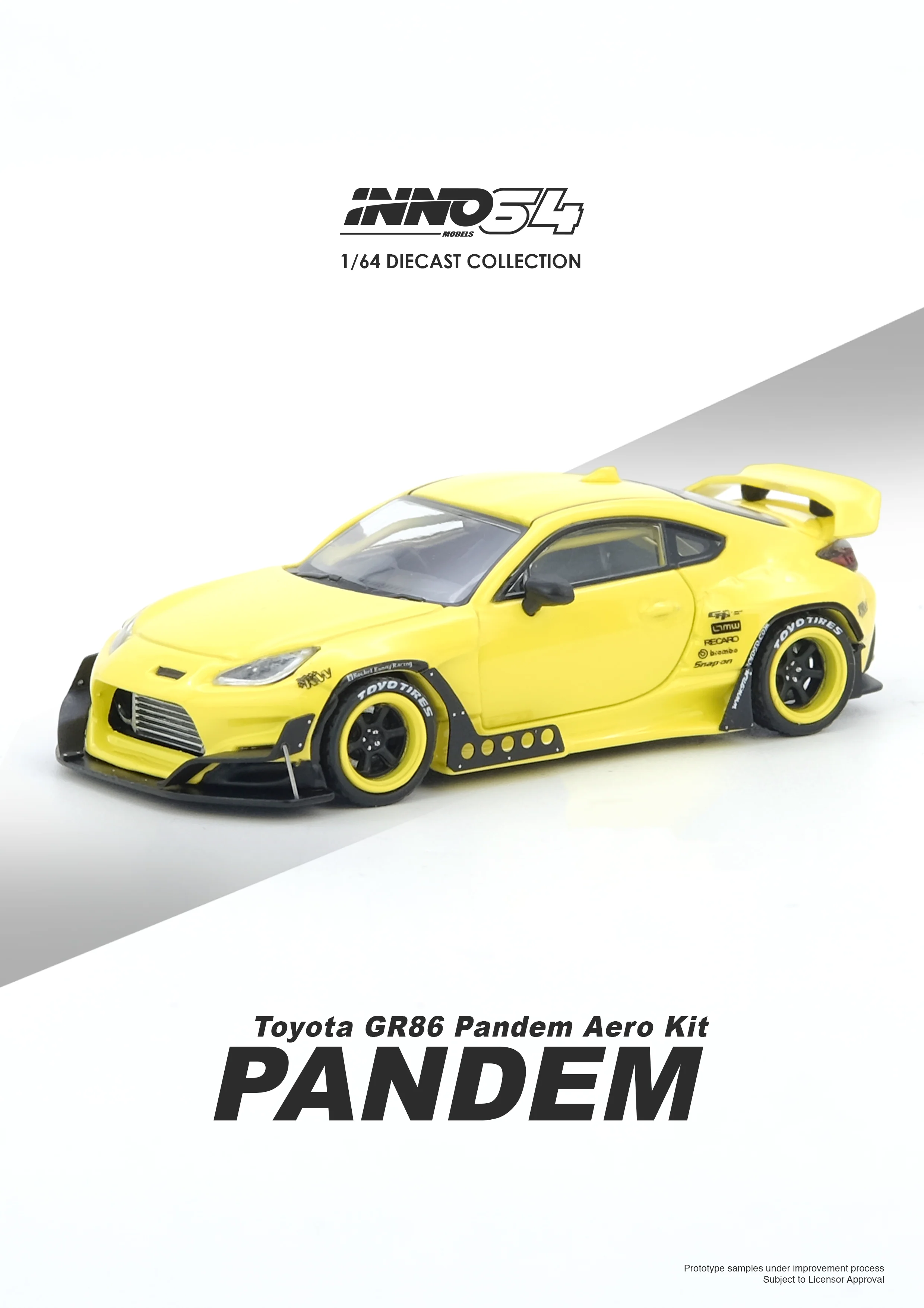 INNO64 1/64 TOYOTA GR86 "PANDEM" Yellow IN64-GR86P-YELLOW - Image 2