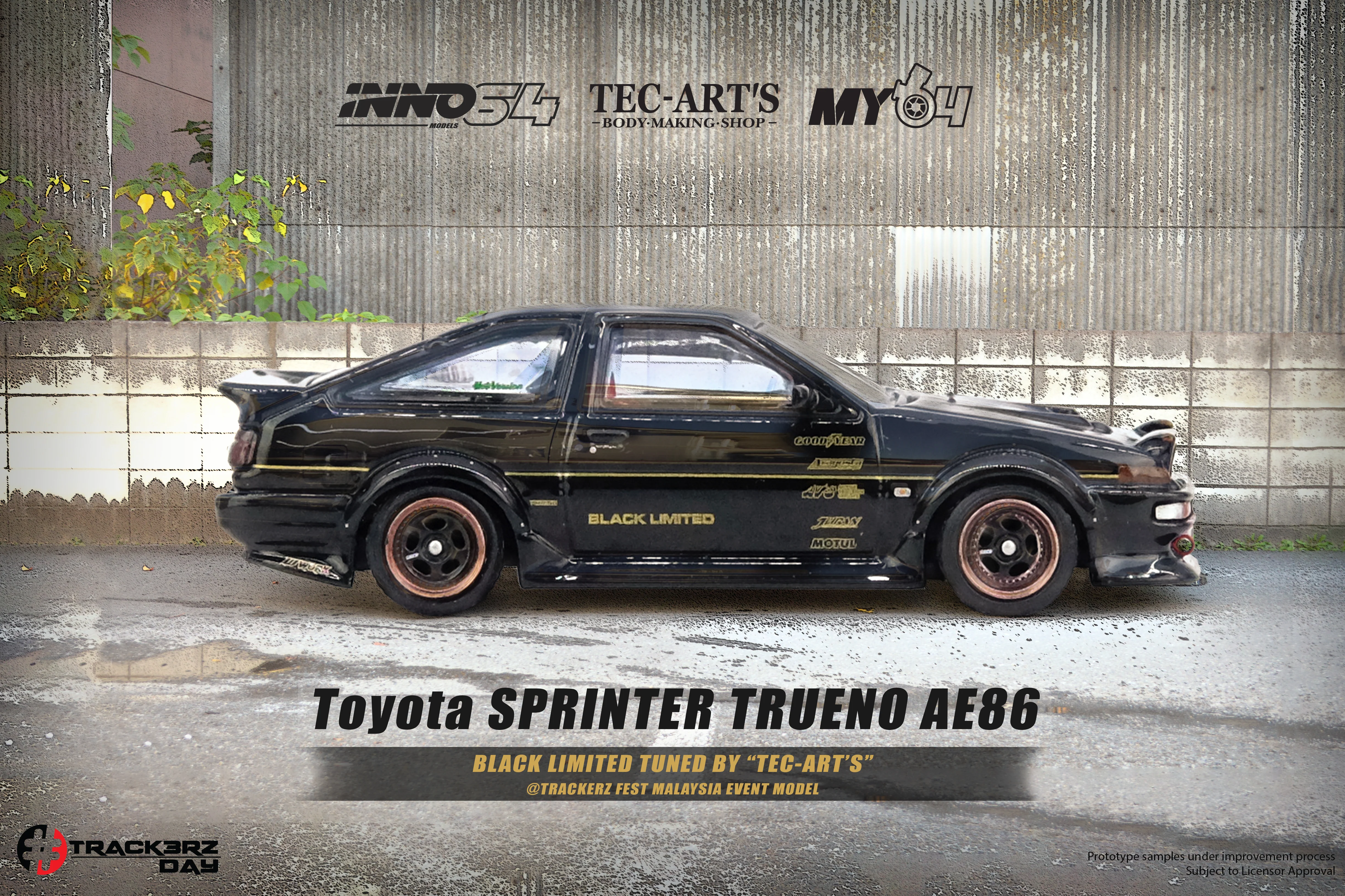 INNO64 1/64 Toyota SPRINTER TRUENO AE86 Black Limited Tuned by "TEC-ART'S" @TRACKERZ FEST MALAYSIA EVENT MODEL - Image 3