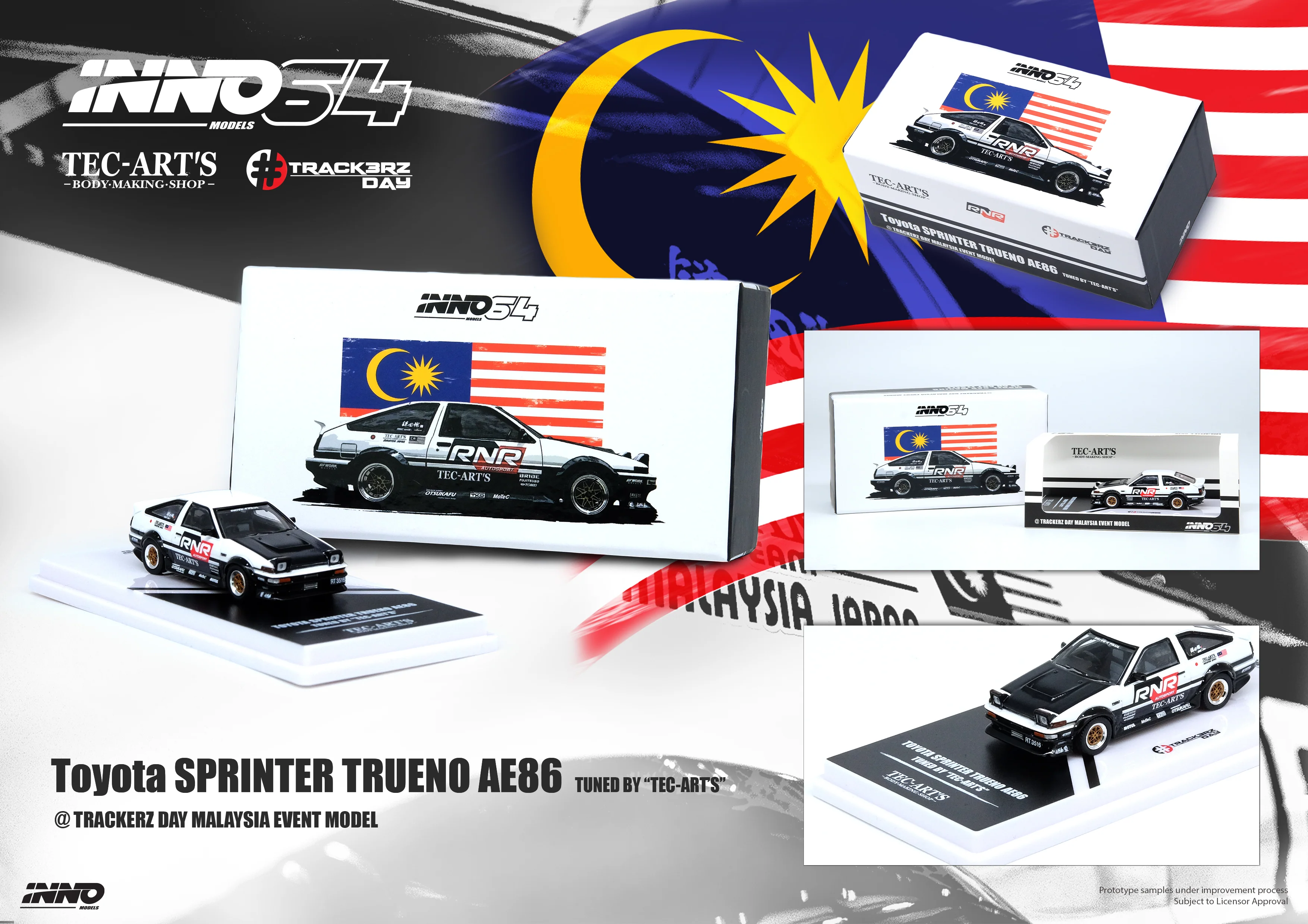 INNO64 1/64 Toyota SPRINTER TRUENO AE86 Tuned by "TEC-ART'S" @TRACKERZ DAY MALAYSIA EVENT MODEL IN64-AE86T-TECARTS - Image 6